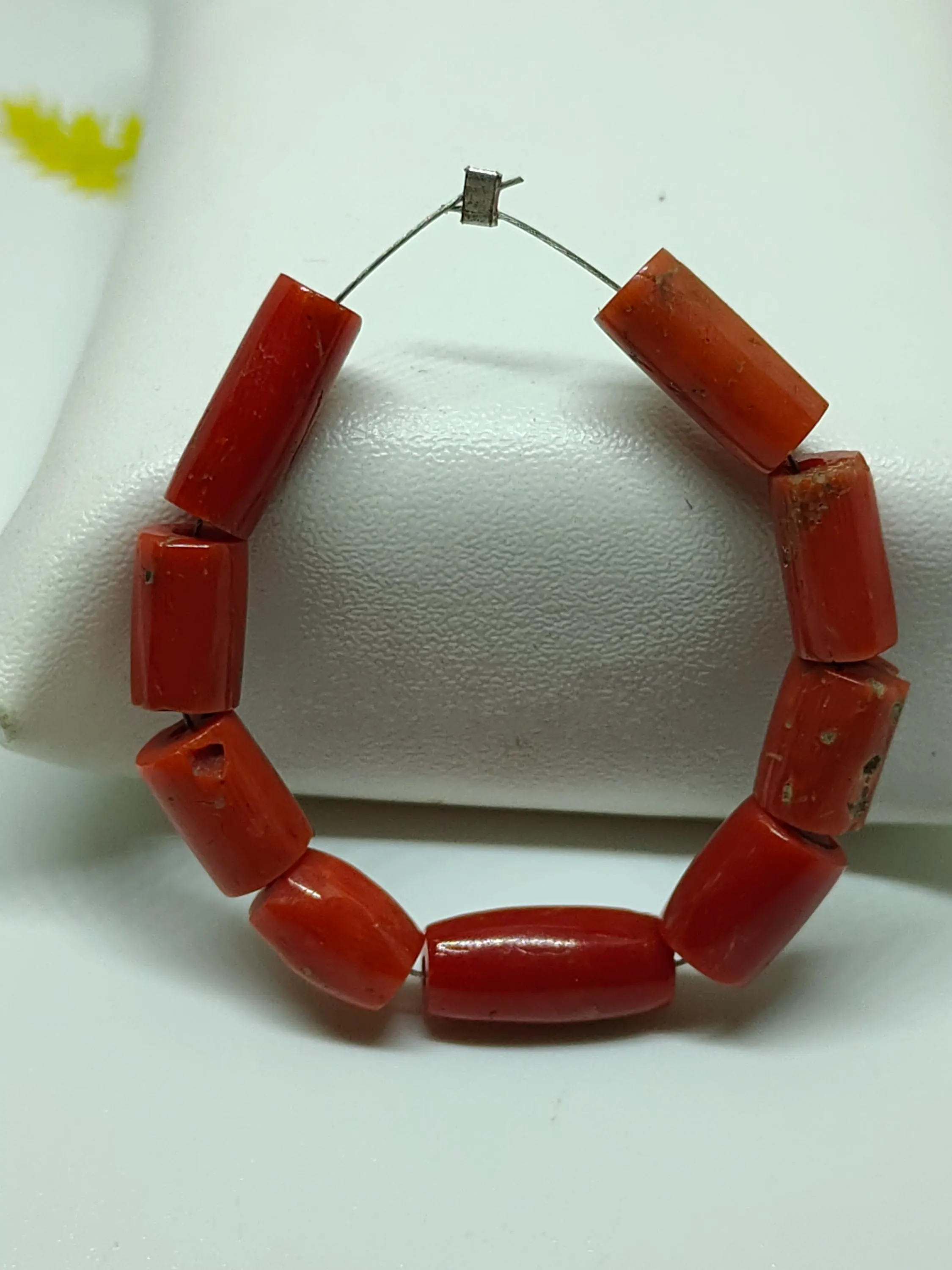 Italian Red Coral Tube Beads: Natural Gemstone (4" Inches) - image 5
