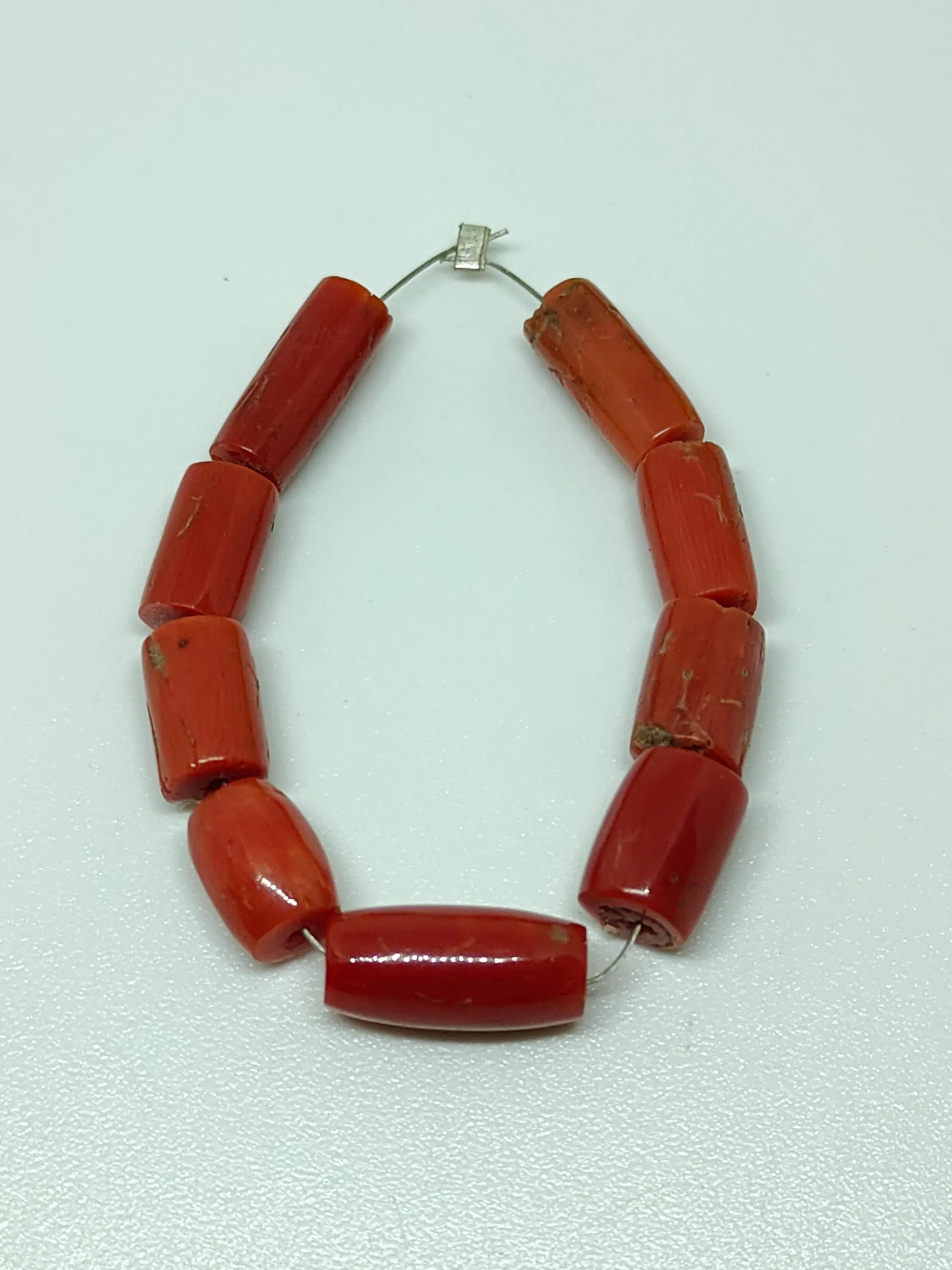 Italian Red Coral Tube Beads: Natural Gemstone (4" Inches)