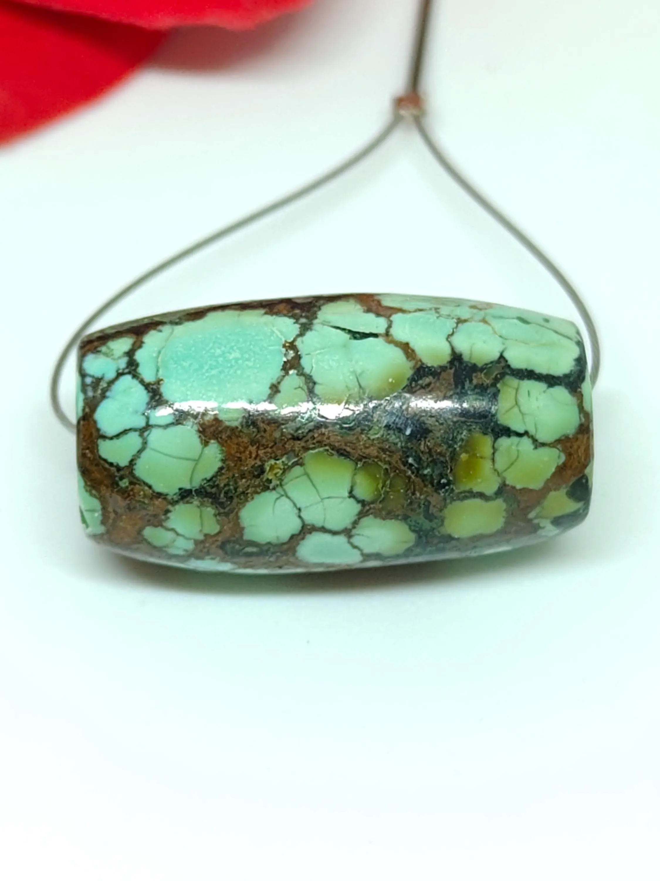 Handcrafted Natural Turquoise Barrel Beads- Blue with Natural Matrix Stone for Jewelry Making