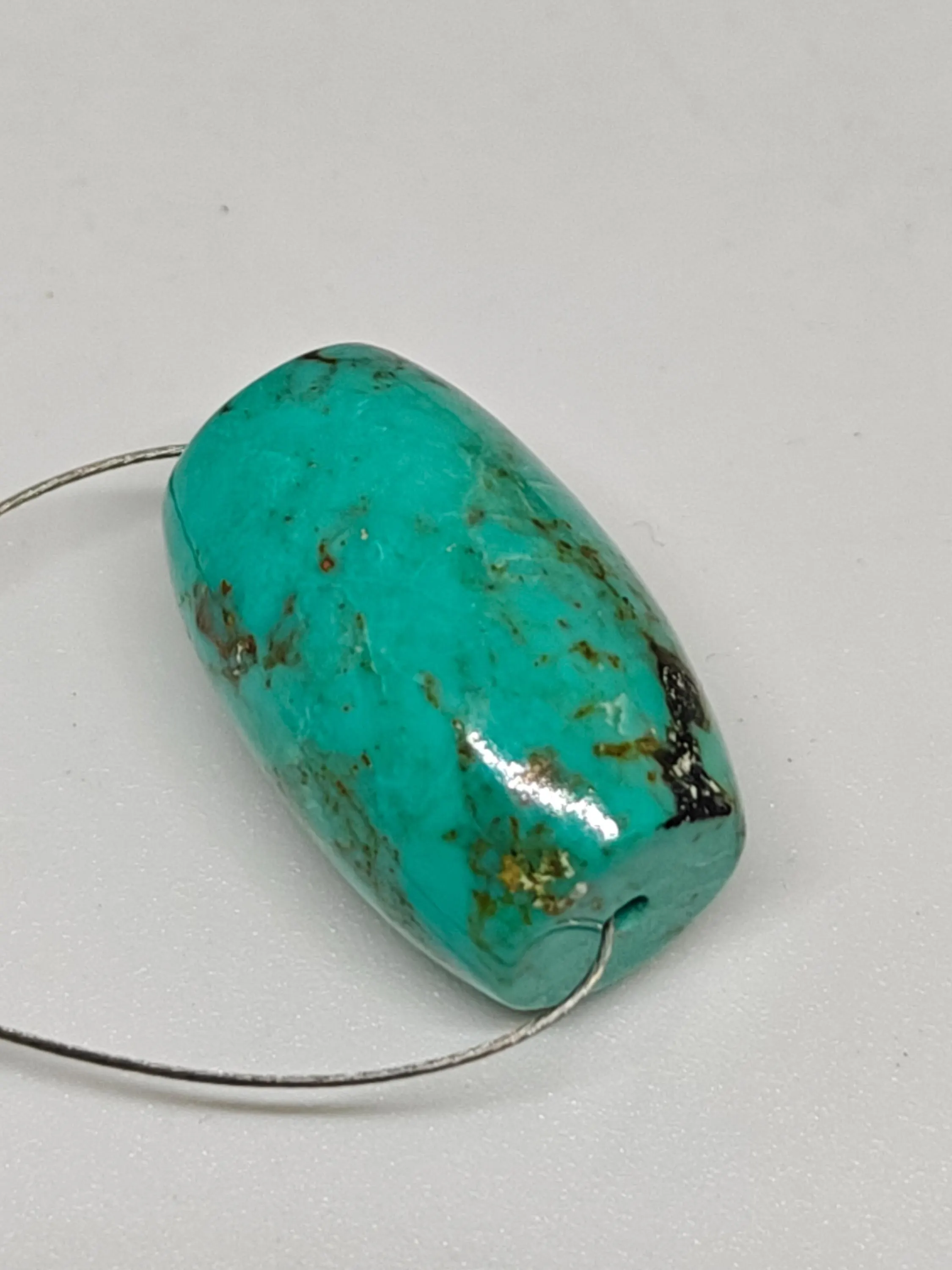 Vintage Turquoise Barrel Bead, Gemstone Smooth Loose Bead (22.5 x 15 mm) - image 4