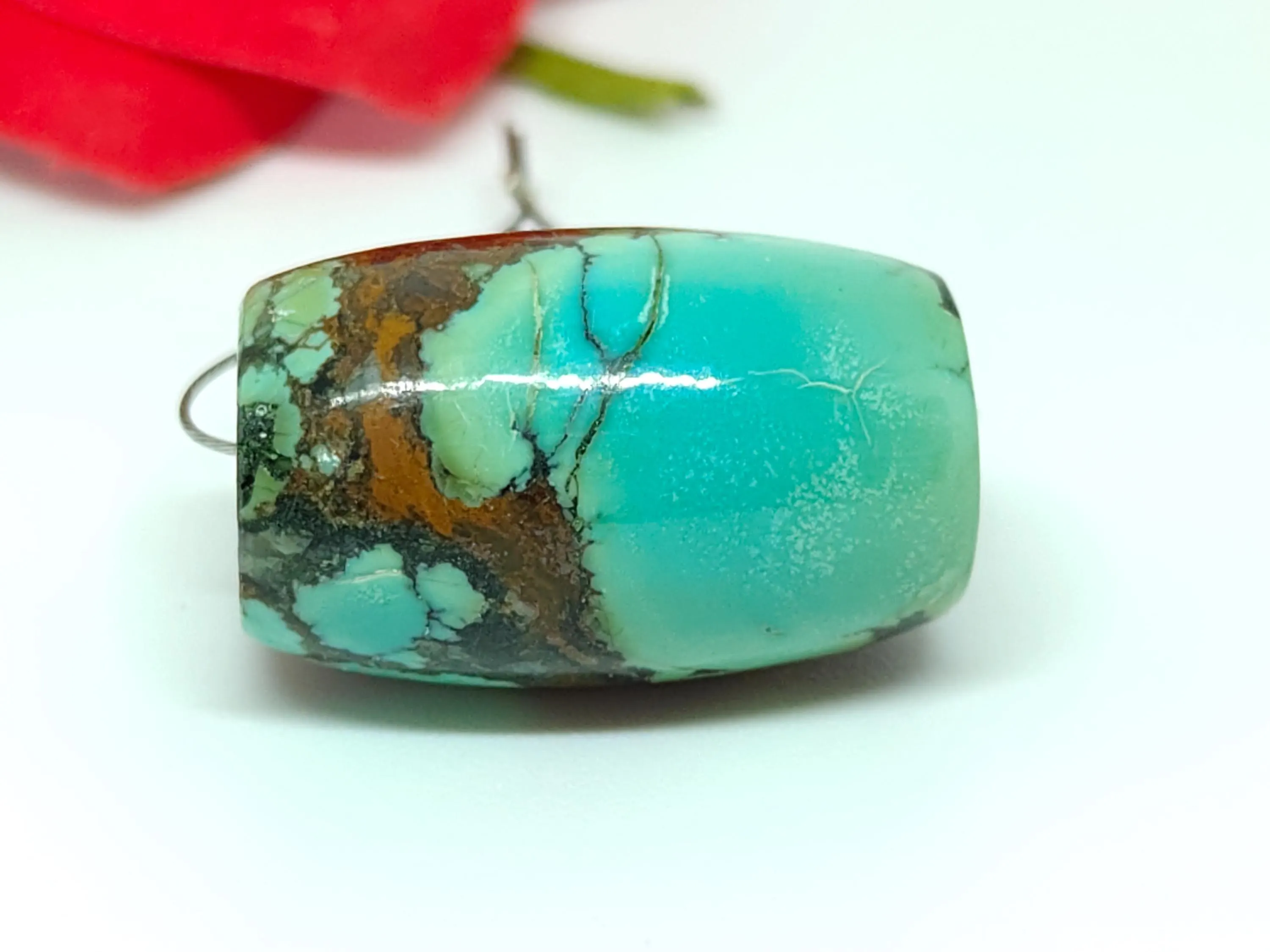 Natural Tibetan Turquoise Barrel Beads- Blue Brown Gemstone Jewelry Supplies