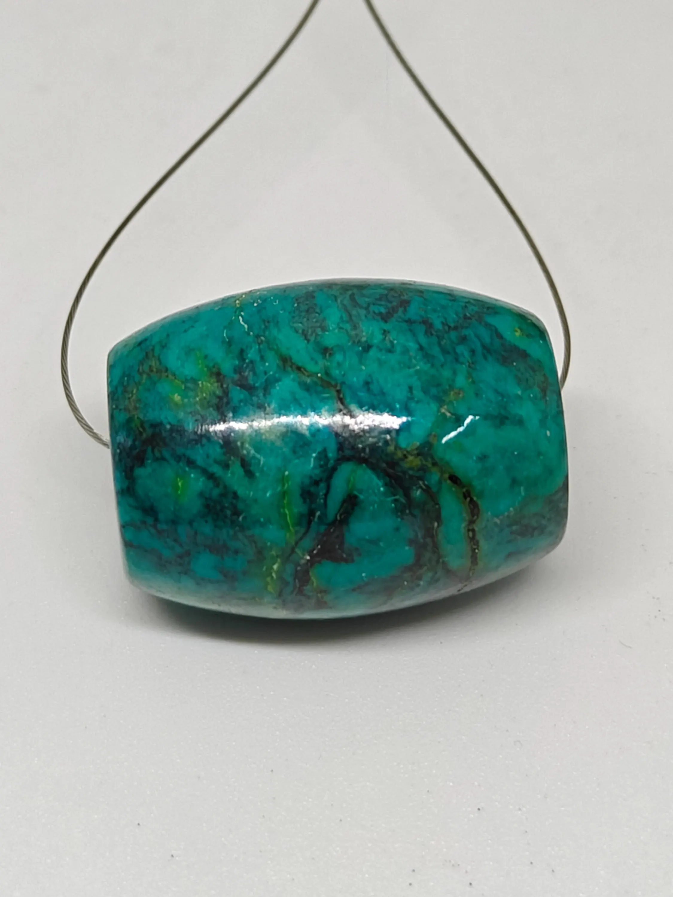 Handmade Turquoise Barrel Beads - Shiny Polished - Vintage Gemstone Bead For Jewelry Making