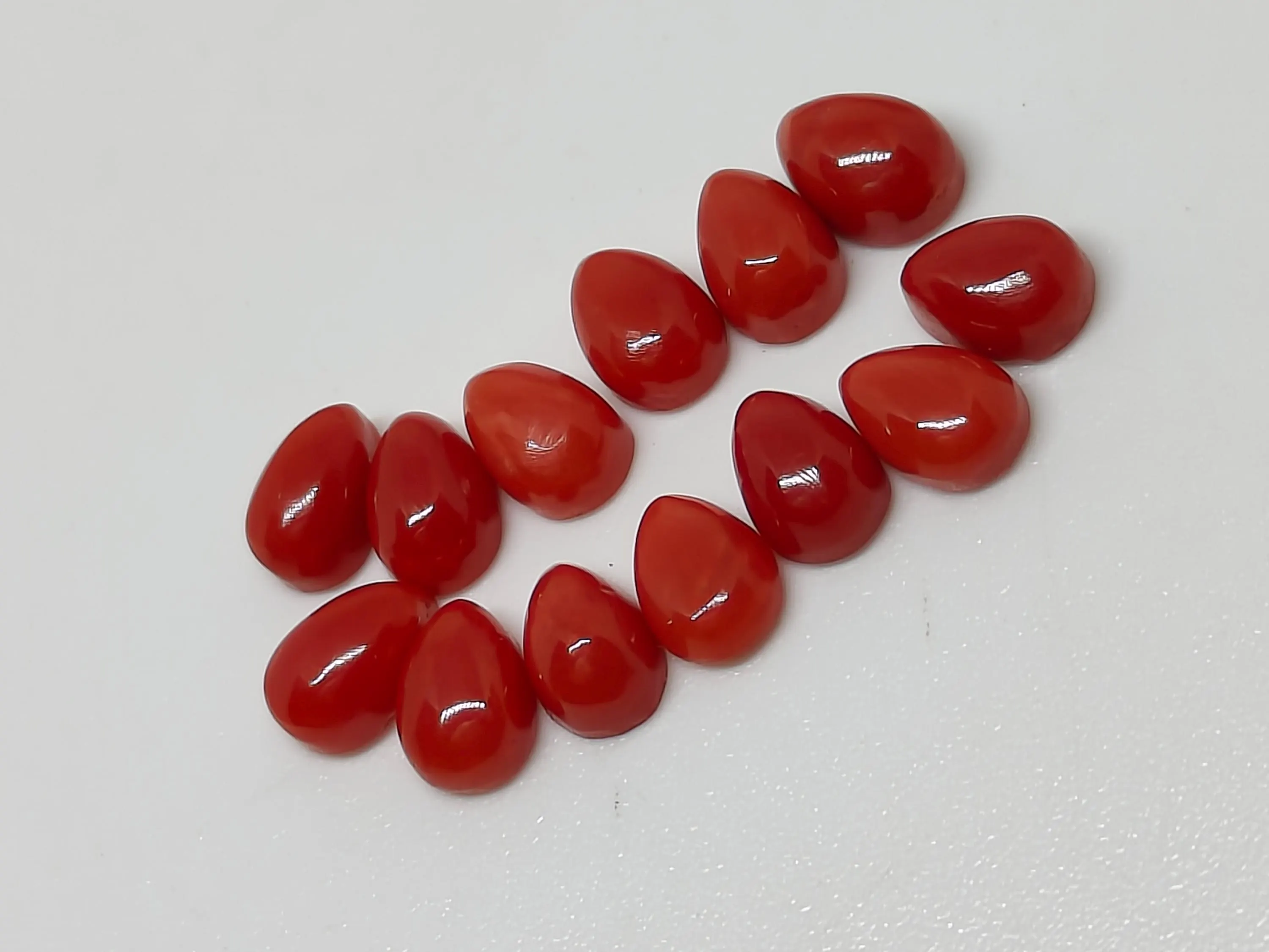 Italian Red Coral Cabochon Pear Shape: Natural Loose Gemstone (5X7 mm) - image 3