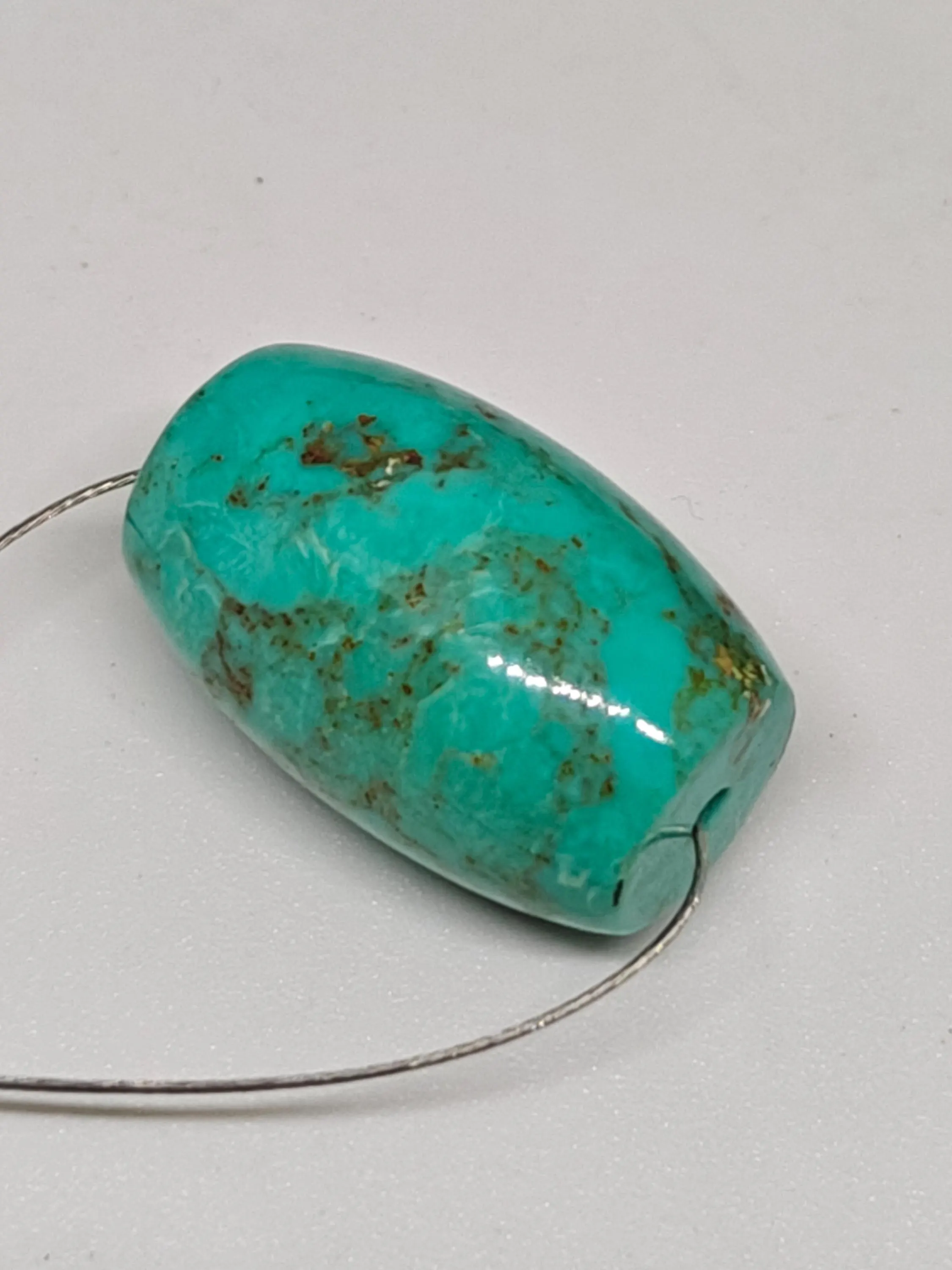Vintage Turquoise Barrel Bead, Gemstone Smooth Loose Bead (22.5 x 15 mm) - image 5