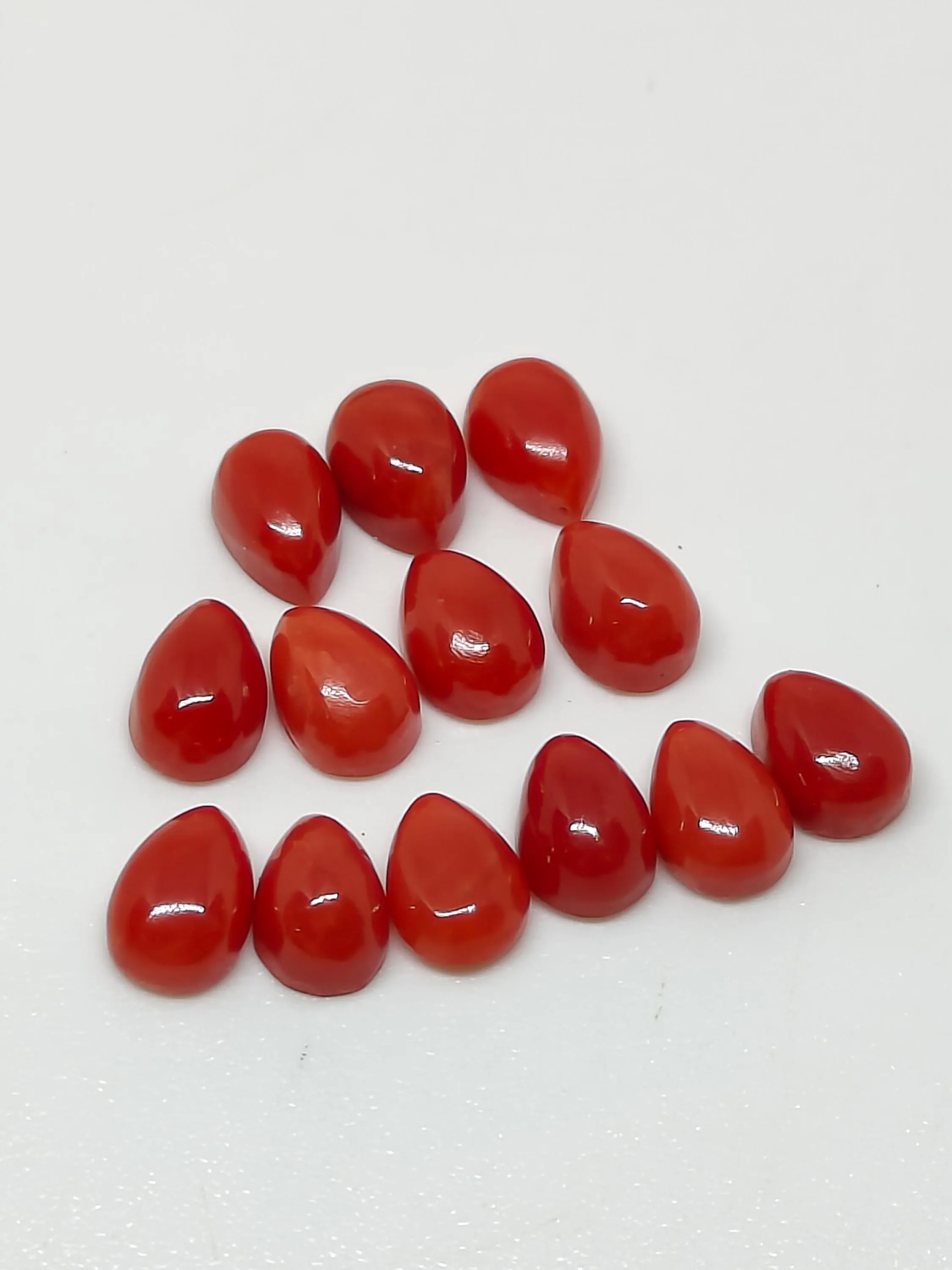 Italian Red Coral Cabochon Pear Shape: Natural Loose Gemstone (5X7 mm) - image 4