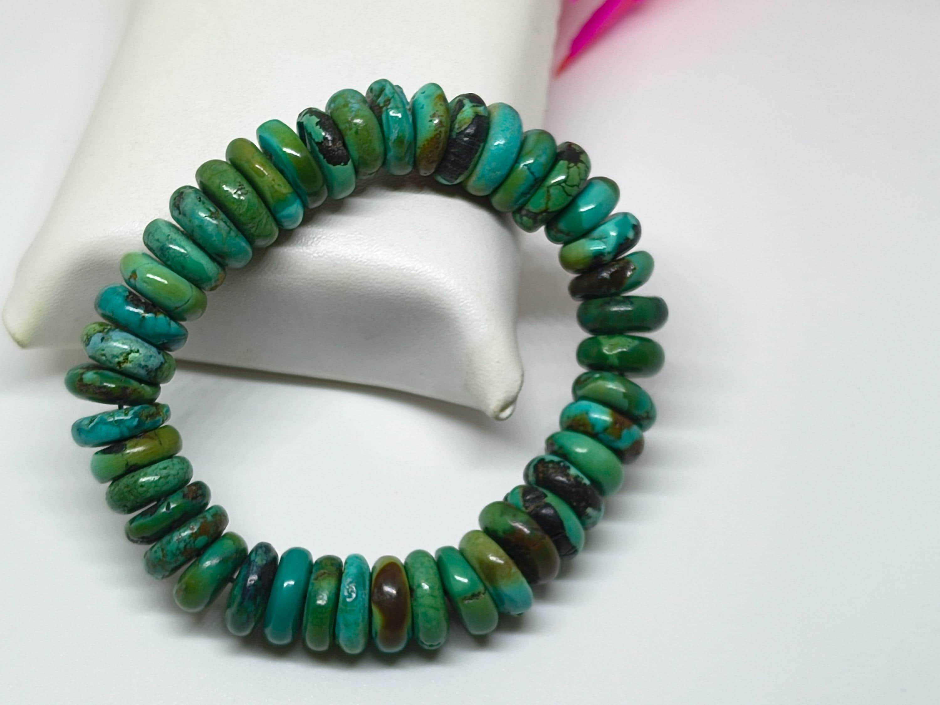 Turquoise Stretchable Bracelet-High Quality Roundle Shape Beads-Natural Turquoise Gemstone Bracelet For Jewelry Making - image 4