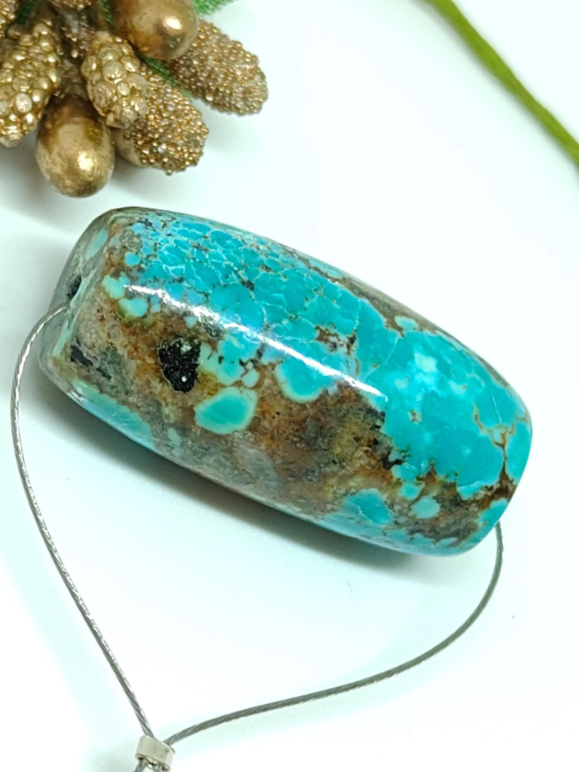 Turquoise Barrel Beads – Polished Gemstone for Jewelry Making (27.5x14mm) - image 3