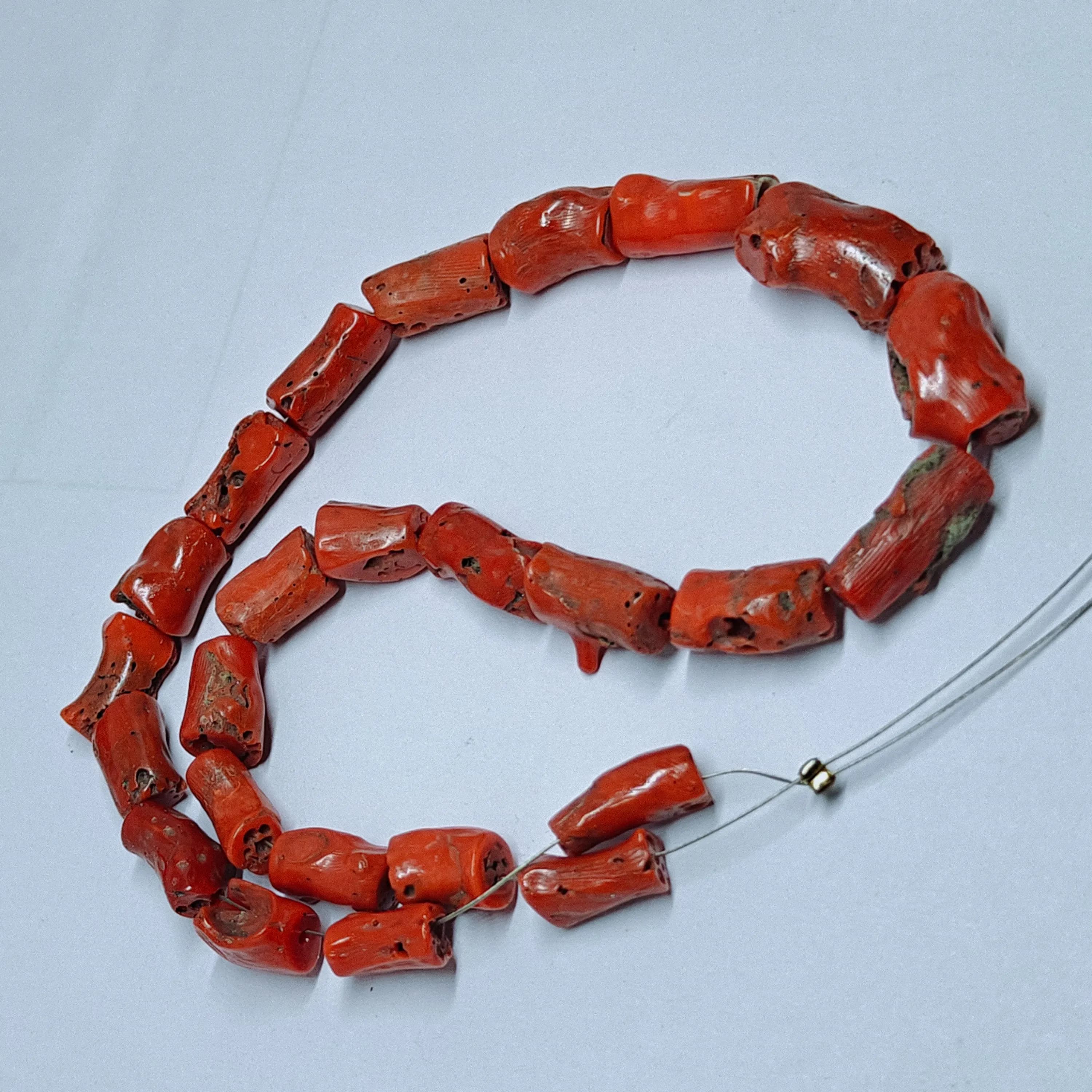 Red Coral Nugget Beads – Polished Italian Gemstone, 12 Inch Strand