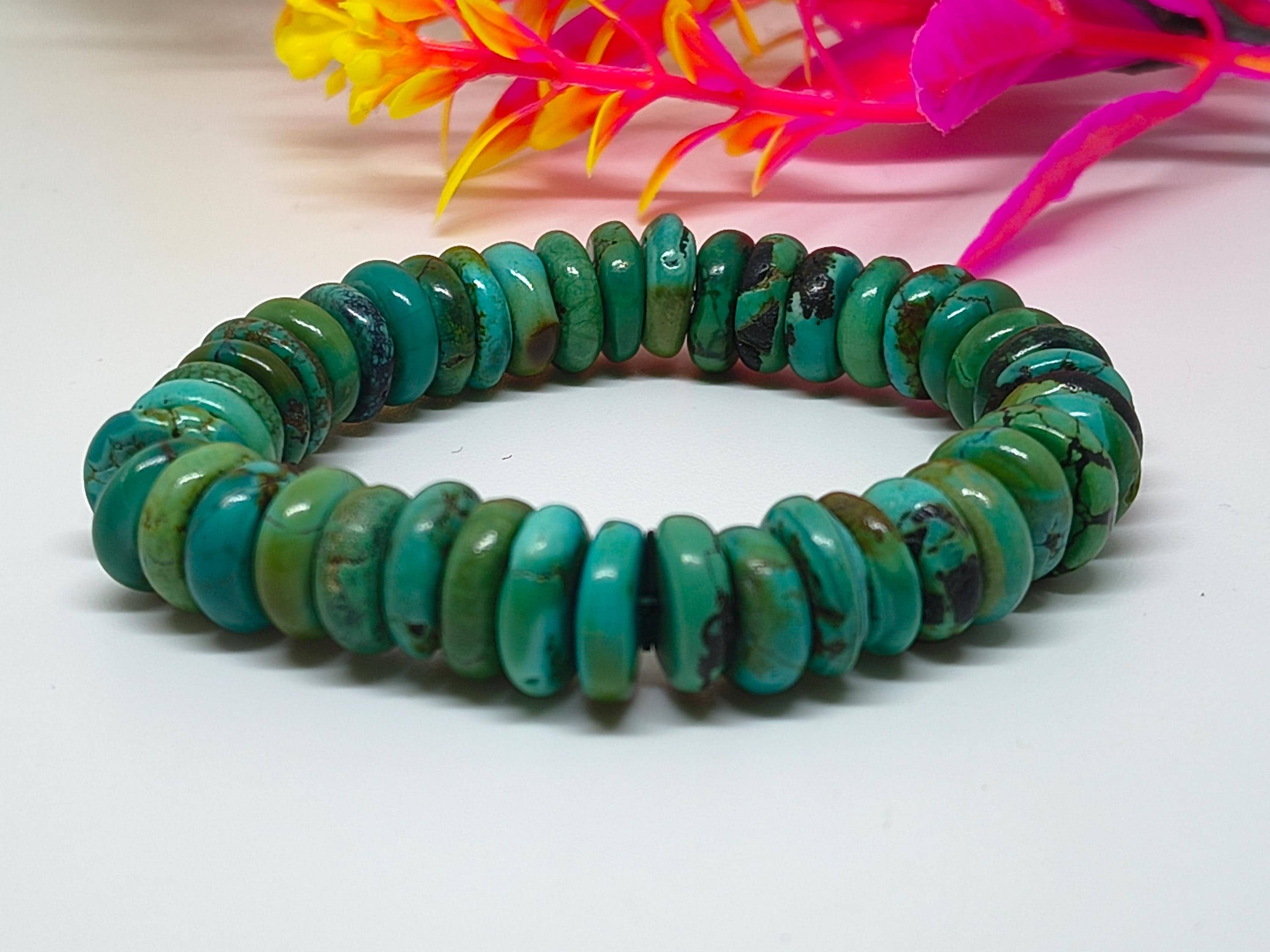 Turquoise Stretchable Bracelet-High Quality Roundle Shape Beads-Natural Turquoise Gemstone Bracelet For Jewelry Making