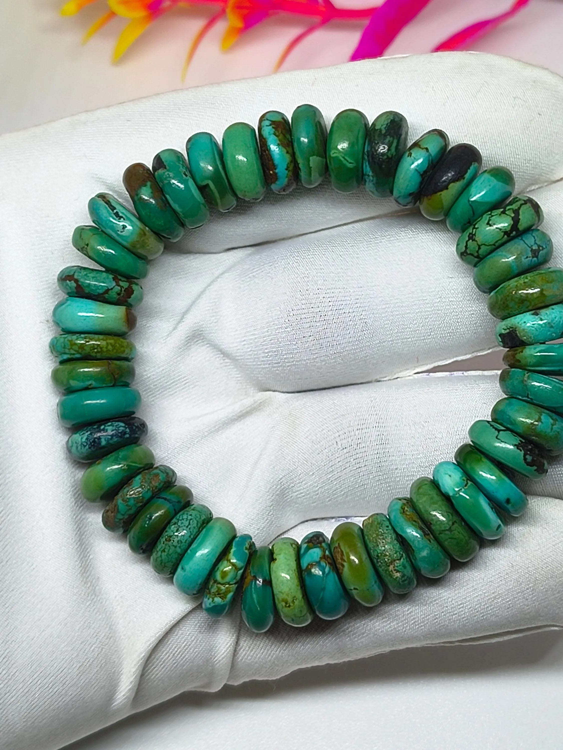 Turquoise Stretchable Bracelet-High Quality Roundle Shape Beads-Natural Turquoise Gemstone Bracelet For Jewelry Making - image 5
