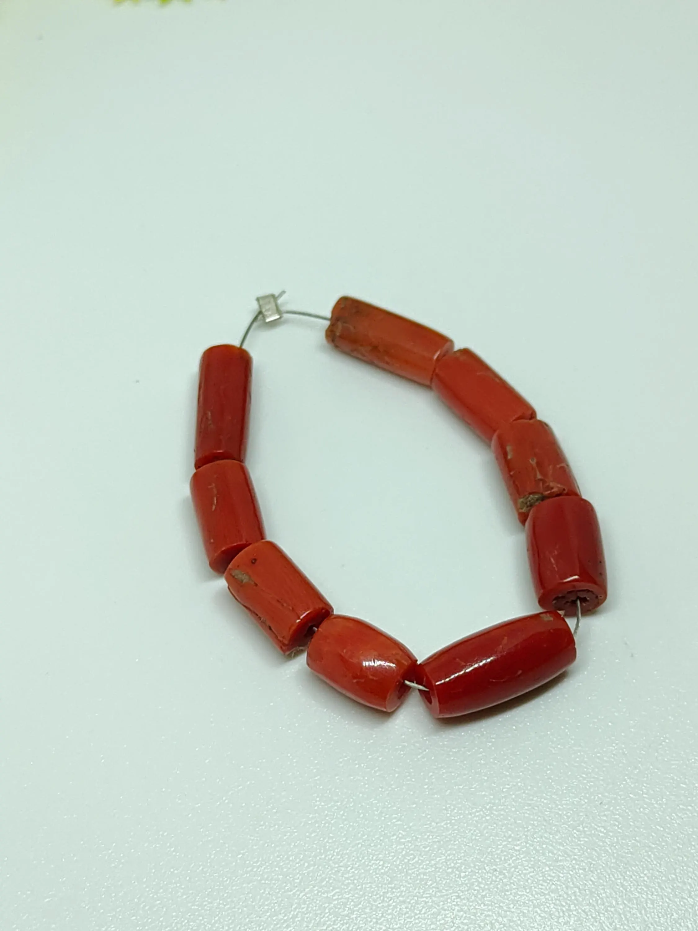 Italian Red Coral Tube Beads: Natural Gemstone (4" Inches) - image 3