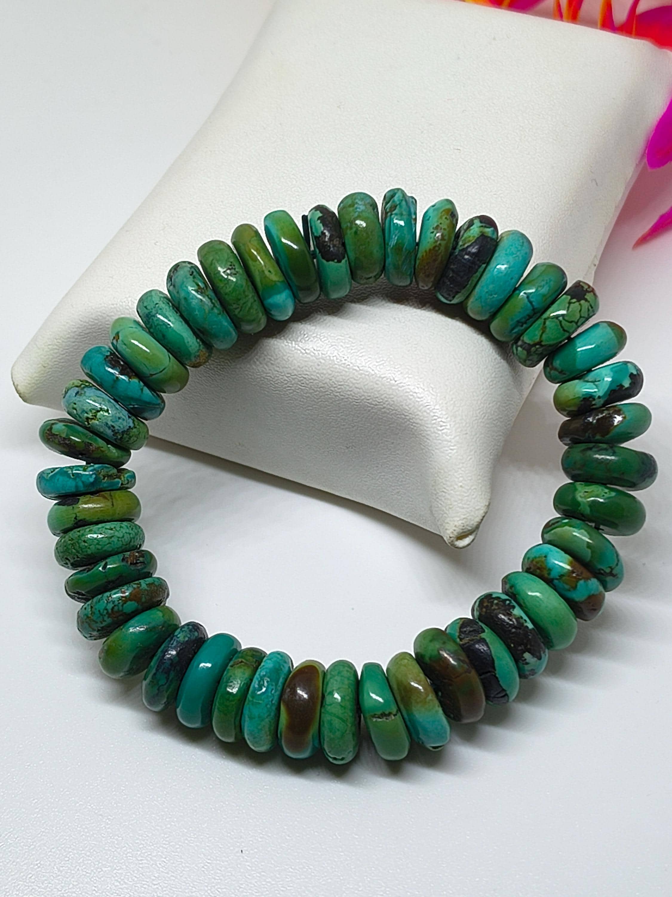 Turquoise Stretchable Bracelet-High Quality Roundle Shape Beads-Natural Turquoise Gemstone Bracelet For Jewelry Making - image 3