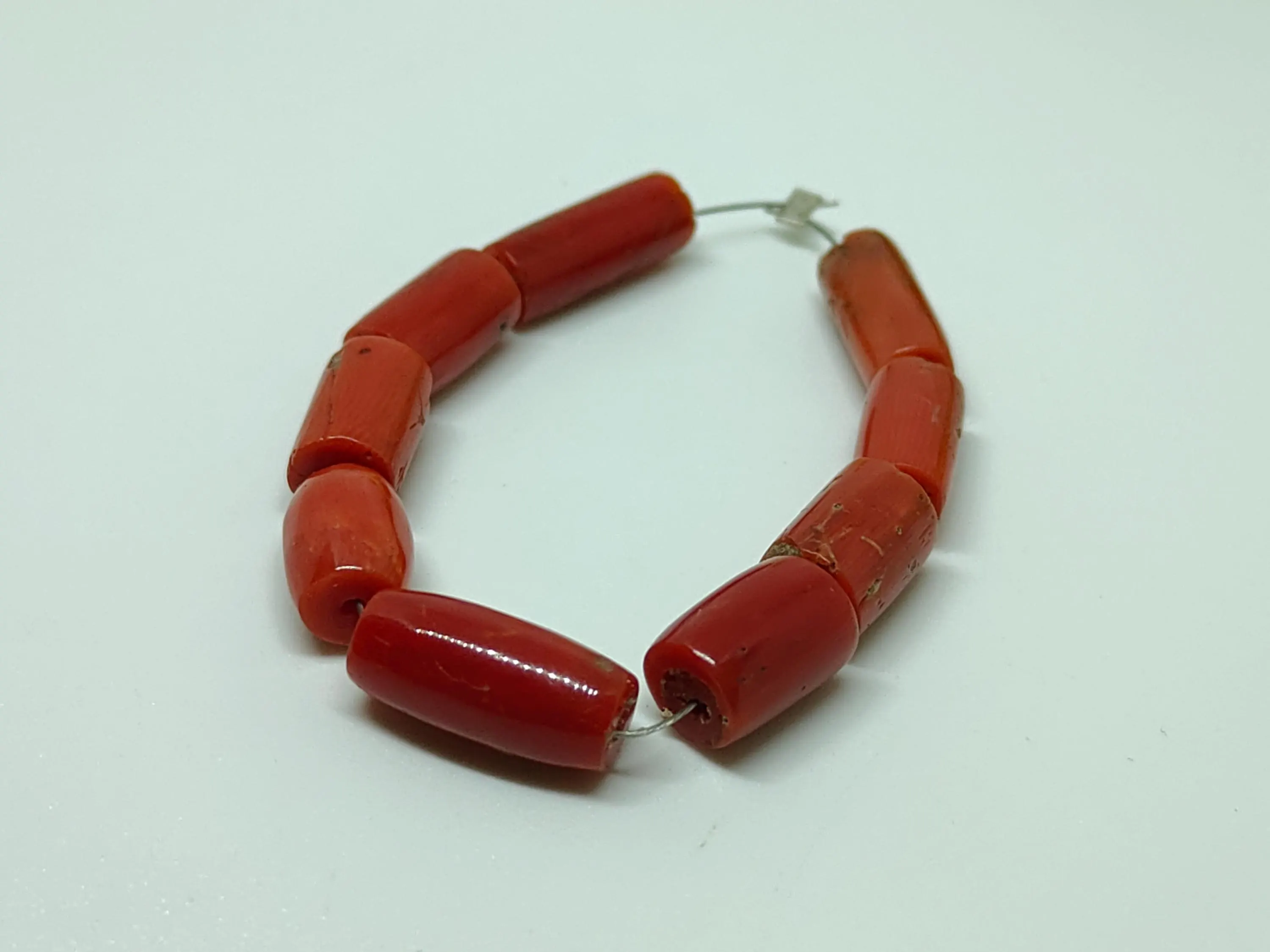 Italian Red Coral Tube Beads: Natural Gemstone (4" Inches) - image 4