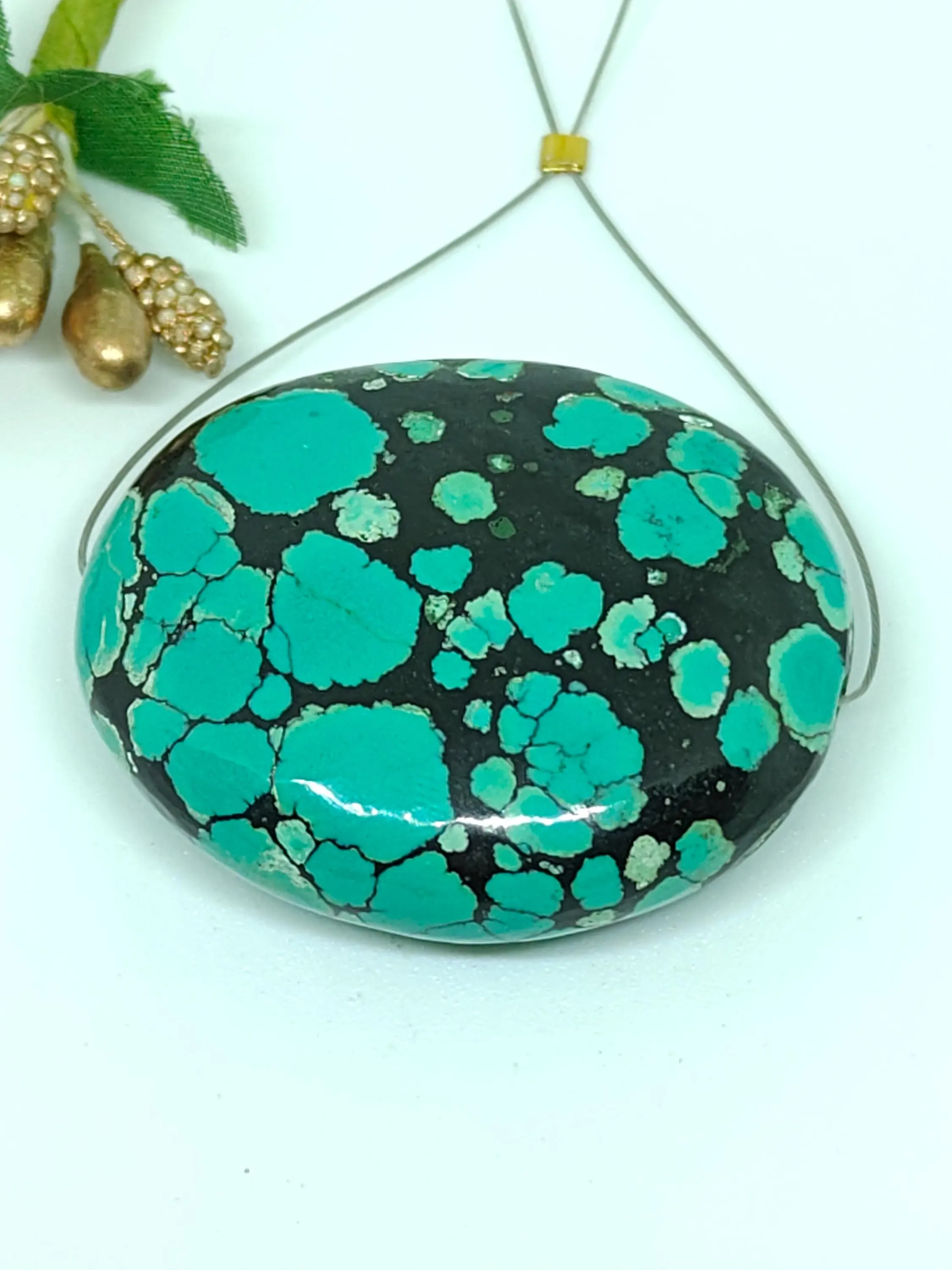 Tibetan A1 !! Quality Turquoise Oval Shape Beads -Handmade Gemstone For Jewelry Making (39x33x14 mm)