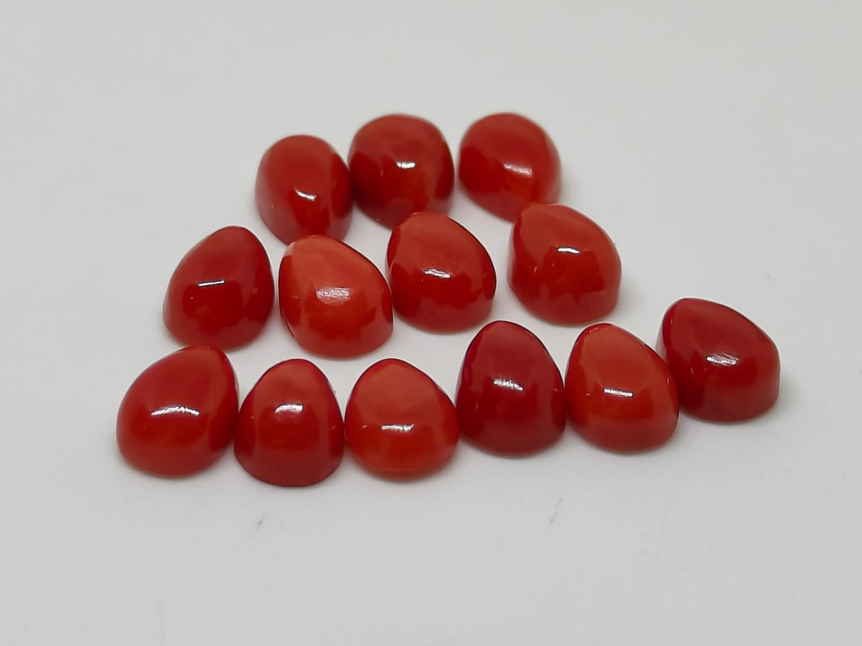 Italian Red Coral Cabochon Pear Shape: Natural Loose Gemstone (5X7 mm) - image 5