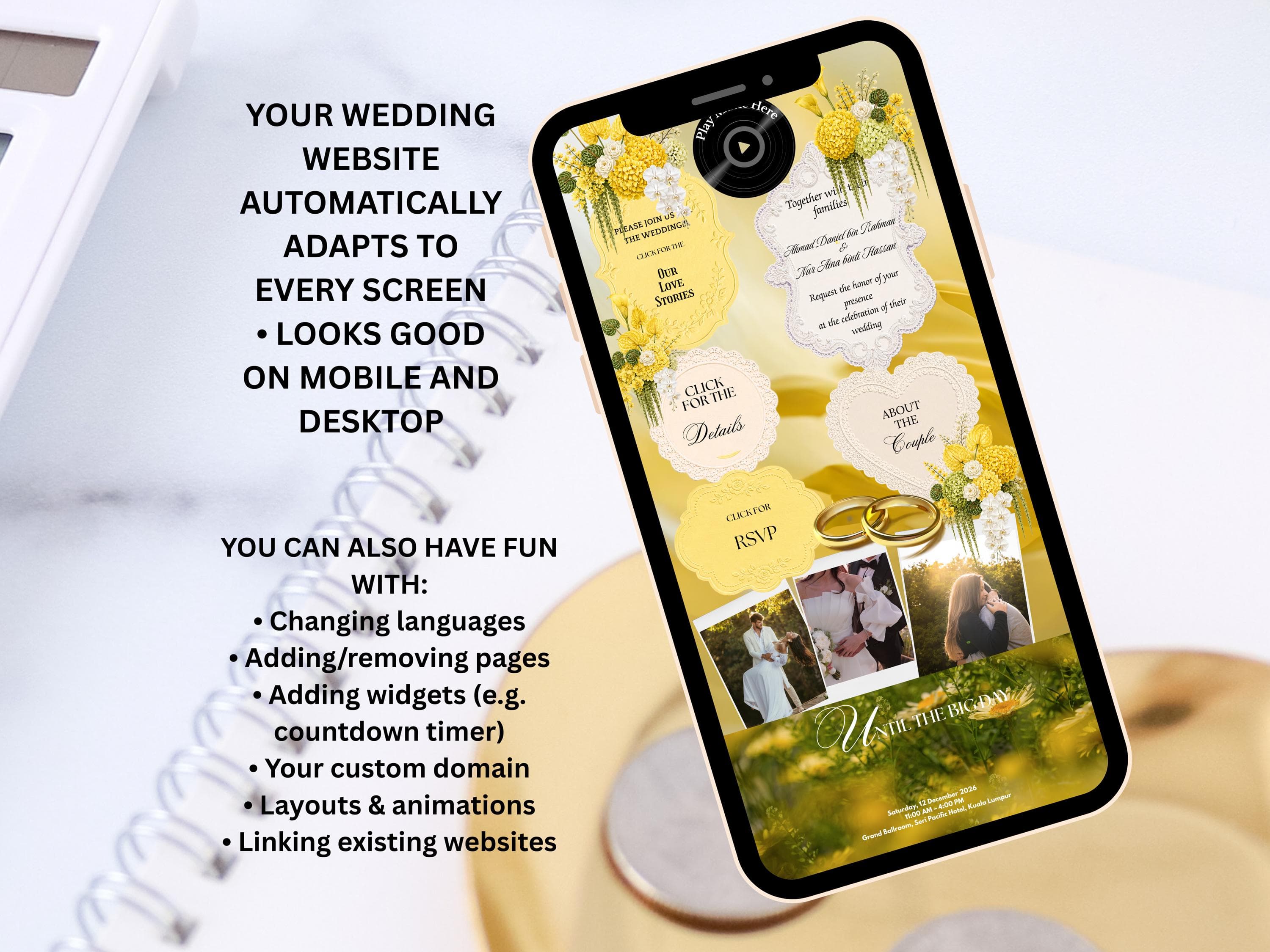 Digital Wedding Invitation Website | Modern Wedding RSVP Website | Elegant Online Wedding Invitation | Personalized Wedding Website Template - image 4