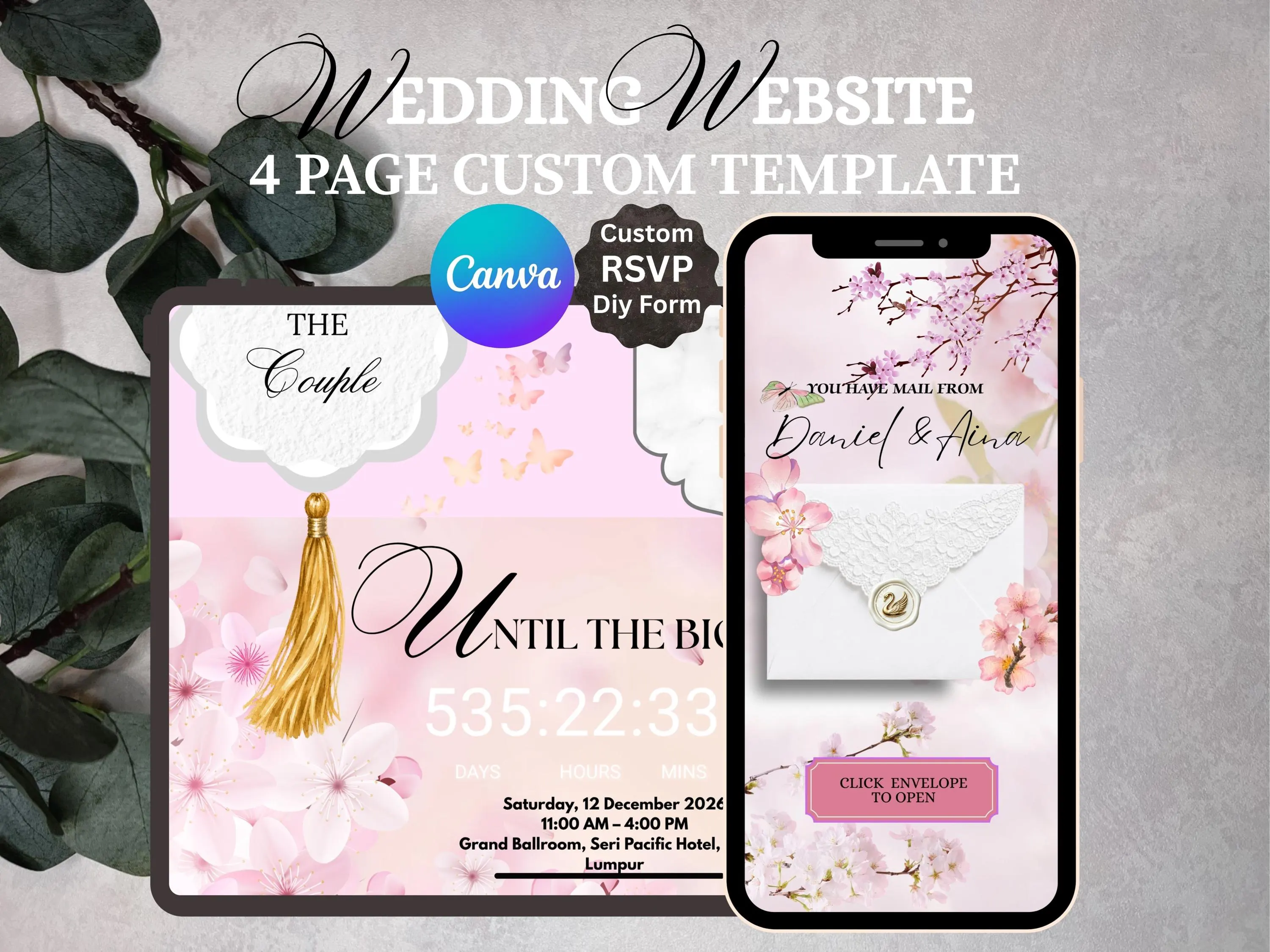 Custom Wedding Website Template, Elegant Online Invitation (Digital Download) - image 2