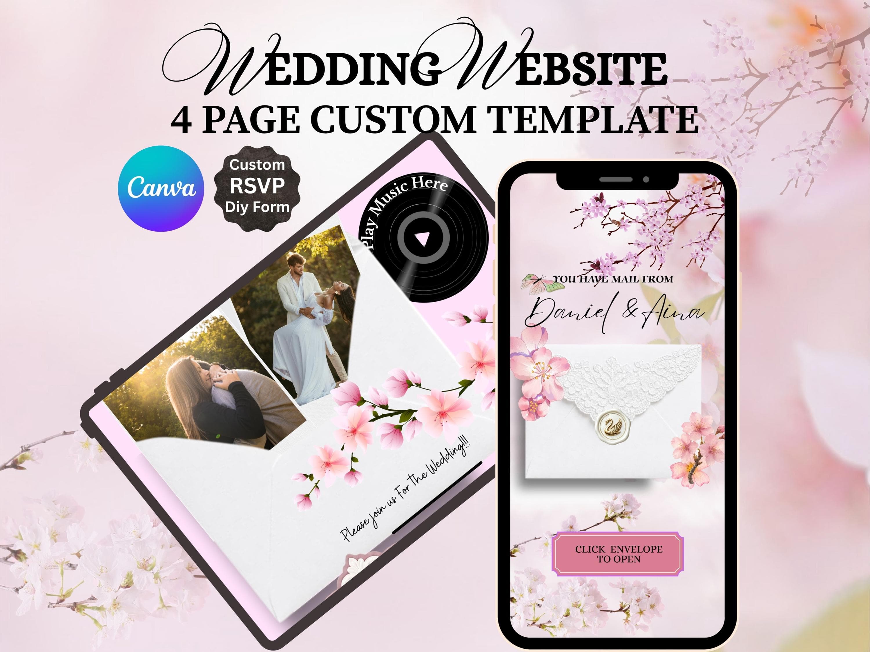 Custom Wedding Website Template, Elegant Online Invitation (Digital Download)
