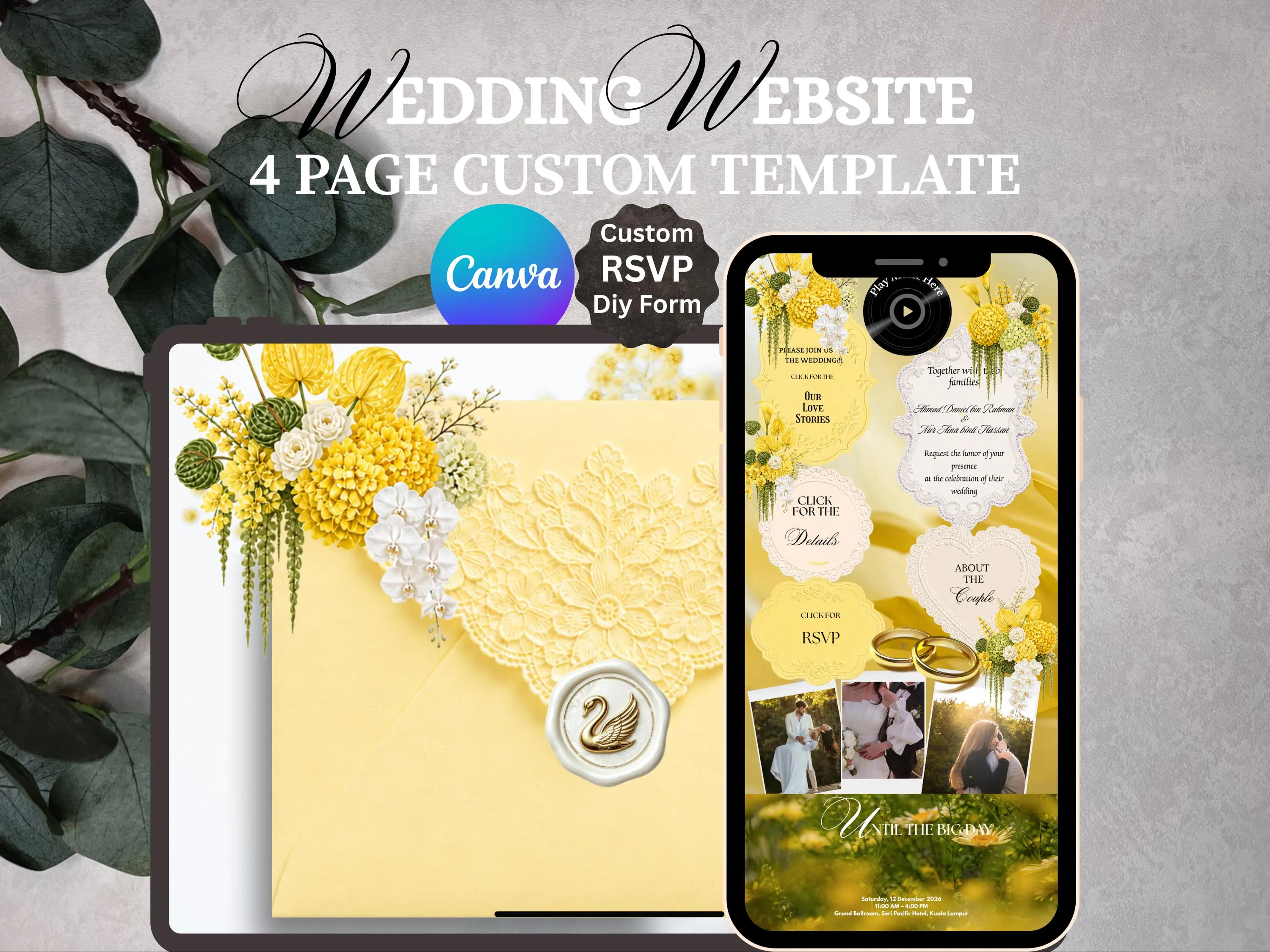 Digital Wedding Invitation Website | Modern Wedding RSVP Website | Elegant Online Wedding Invitation | Personalized Wedding Website Template - image 2