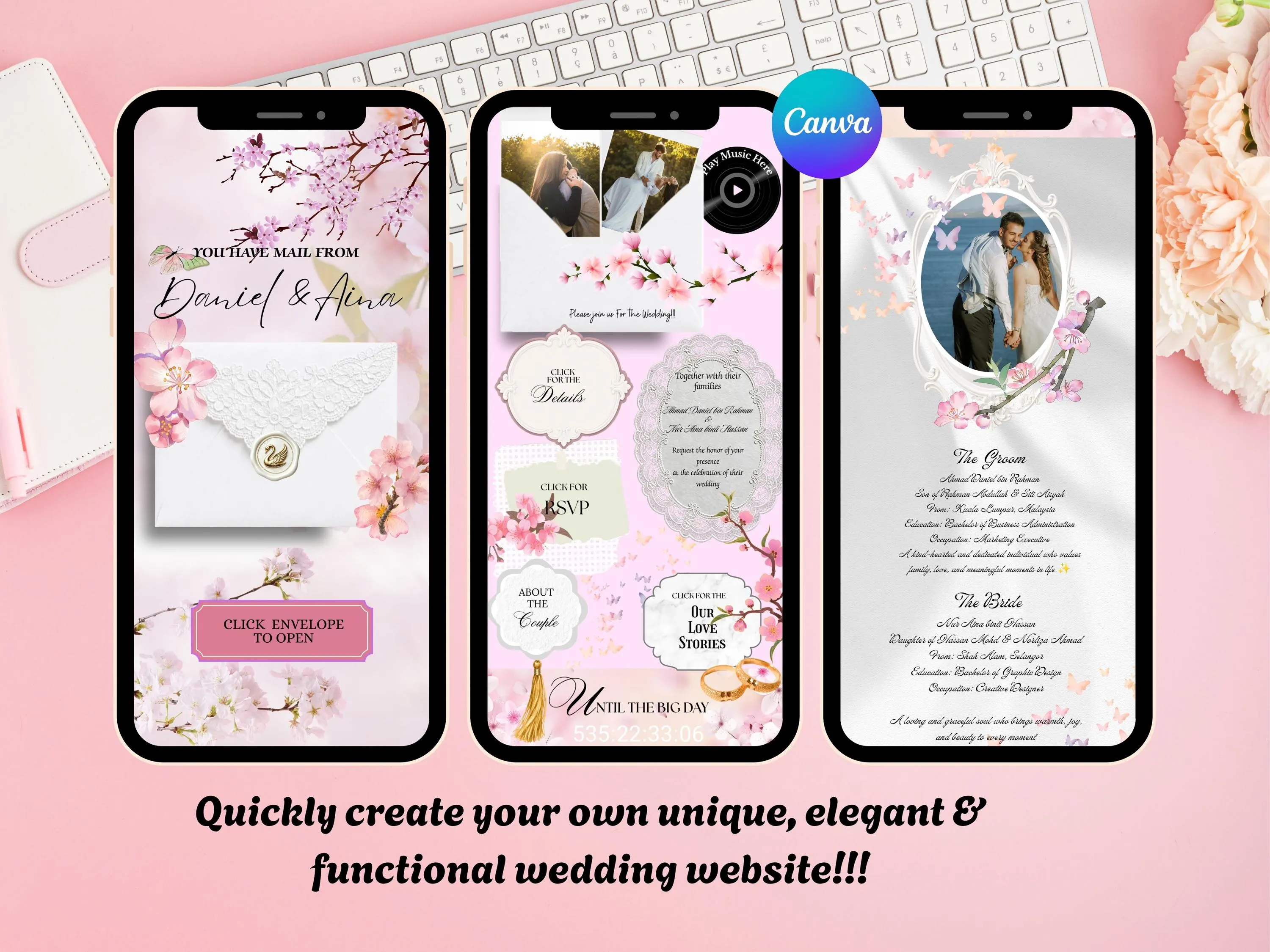 Custom Wedding Website Template, Elegant Online Invitation (Digital Download) - image 3