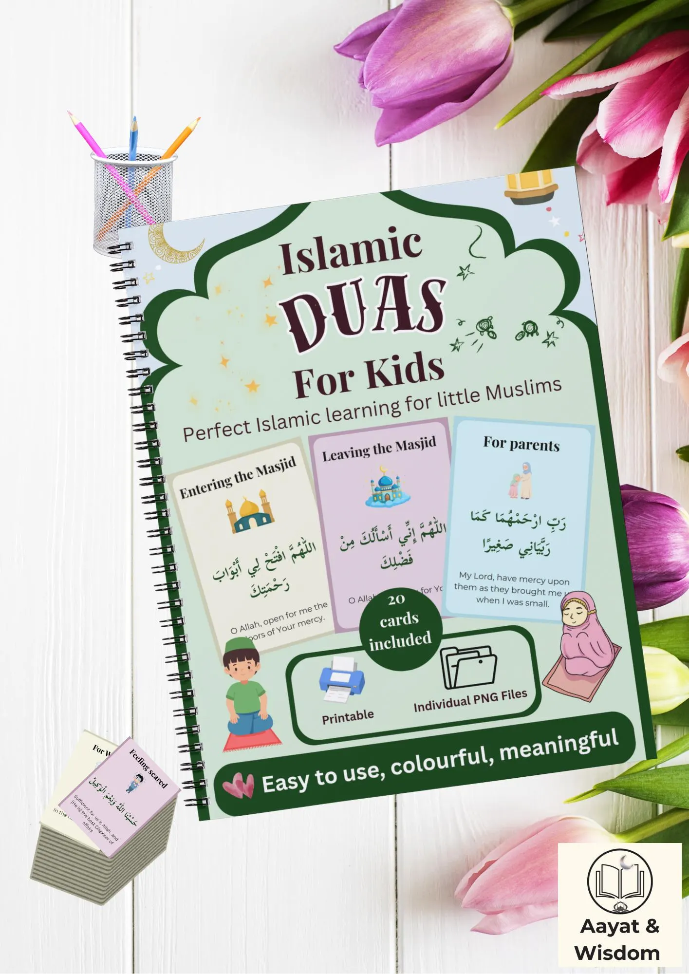 Islamic Duas for Kids Flash Cards | Arabic English Learning (20 Cards) - image 4