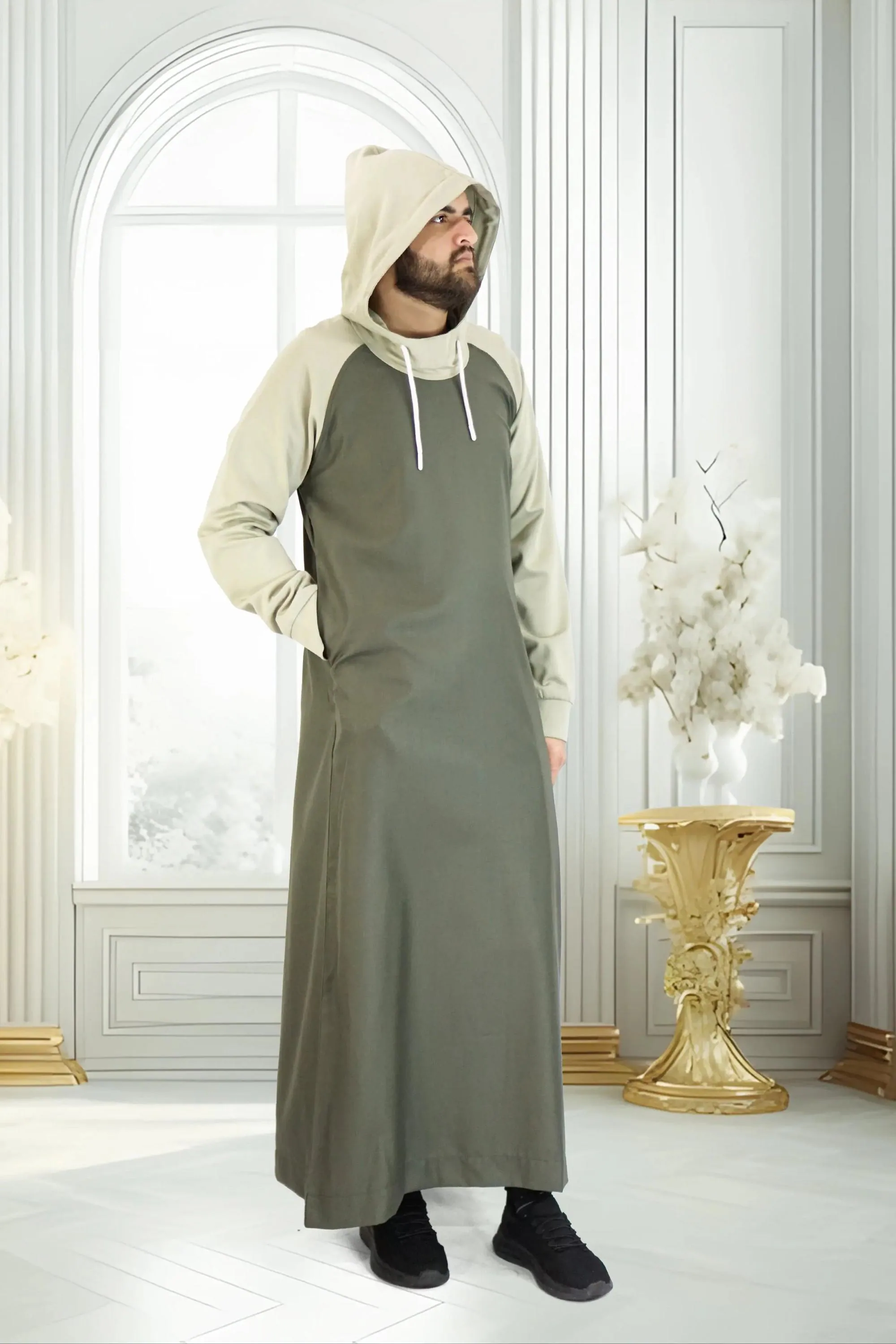 Men’s Hooded Thobe – Stylish & Comfortable Modest Wear for Daily Islamic Attire - image 3