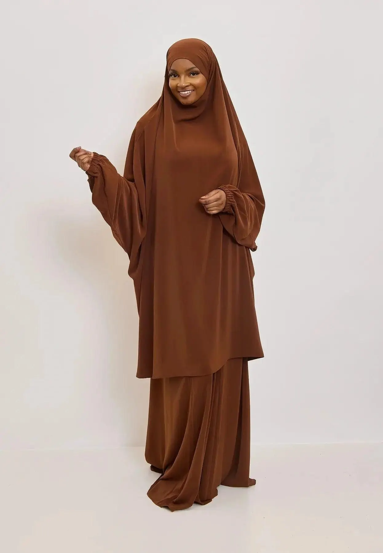Jilbab Set Brown – Premium Two Piece Medina Silk Modest Wear
