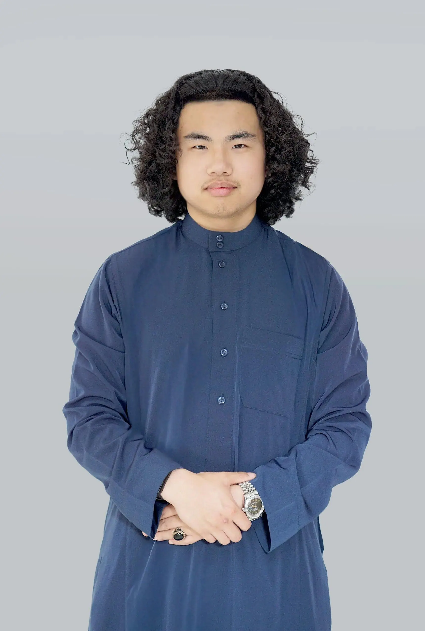 Plain Classic Saudi Thobe with Collar – Navy  Modest & Elegant Men’s Jubba