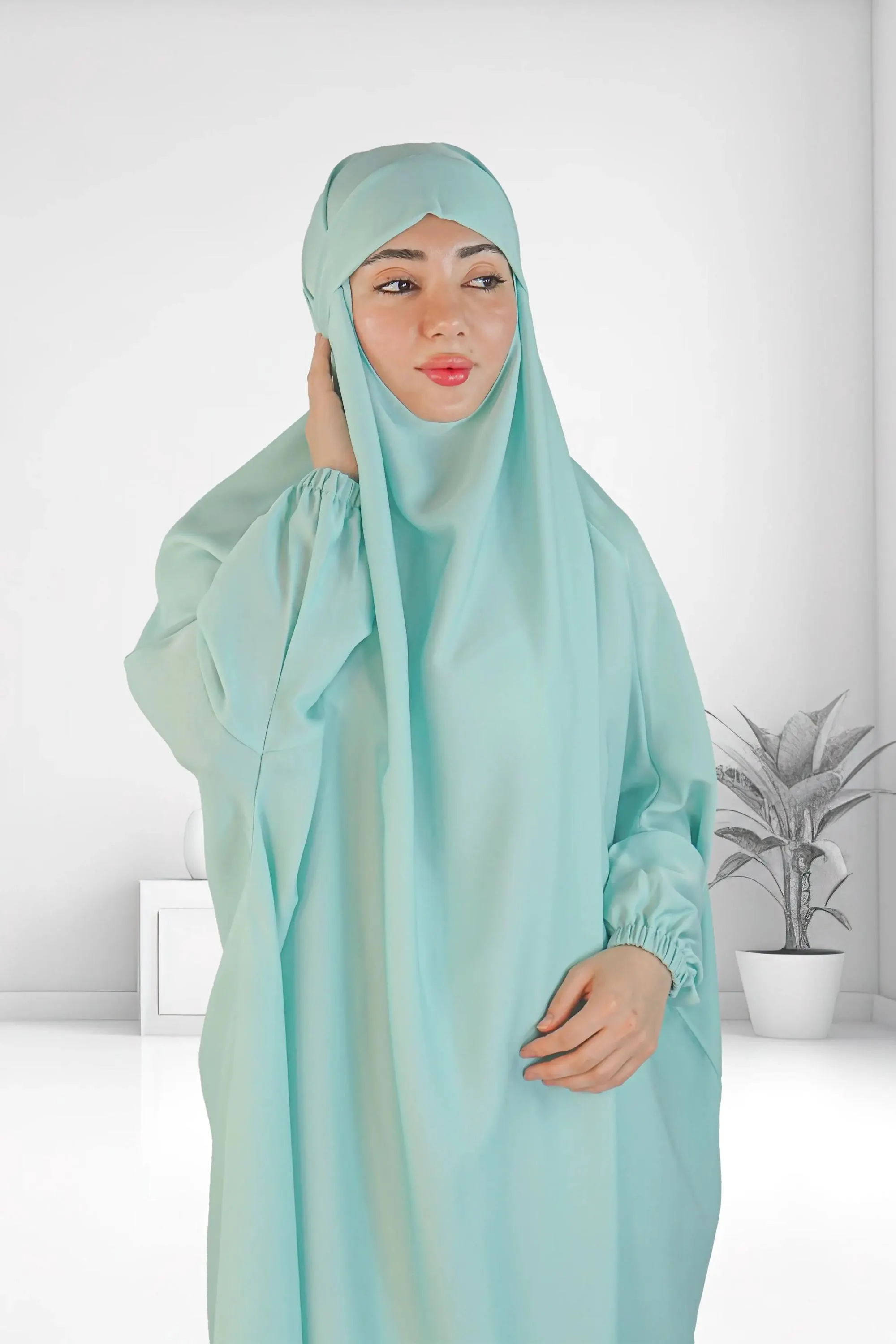 Premium Two Piece Jilbab Set Pastel – Elegant Korean Nidha Silk Modest Wear