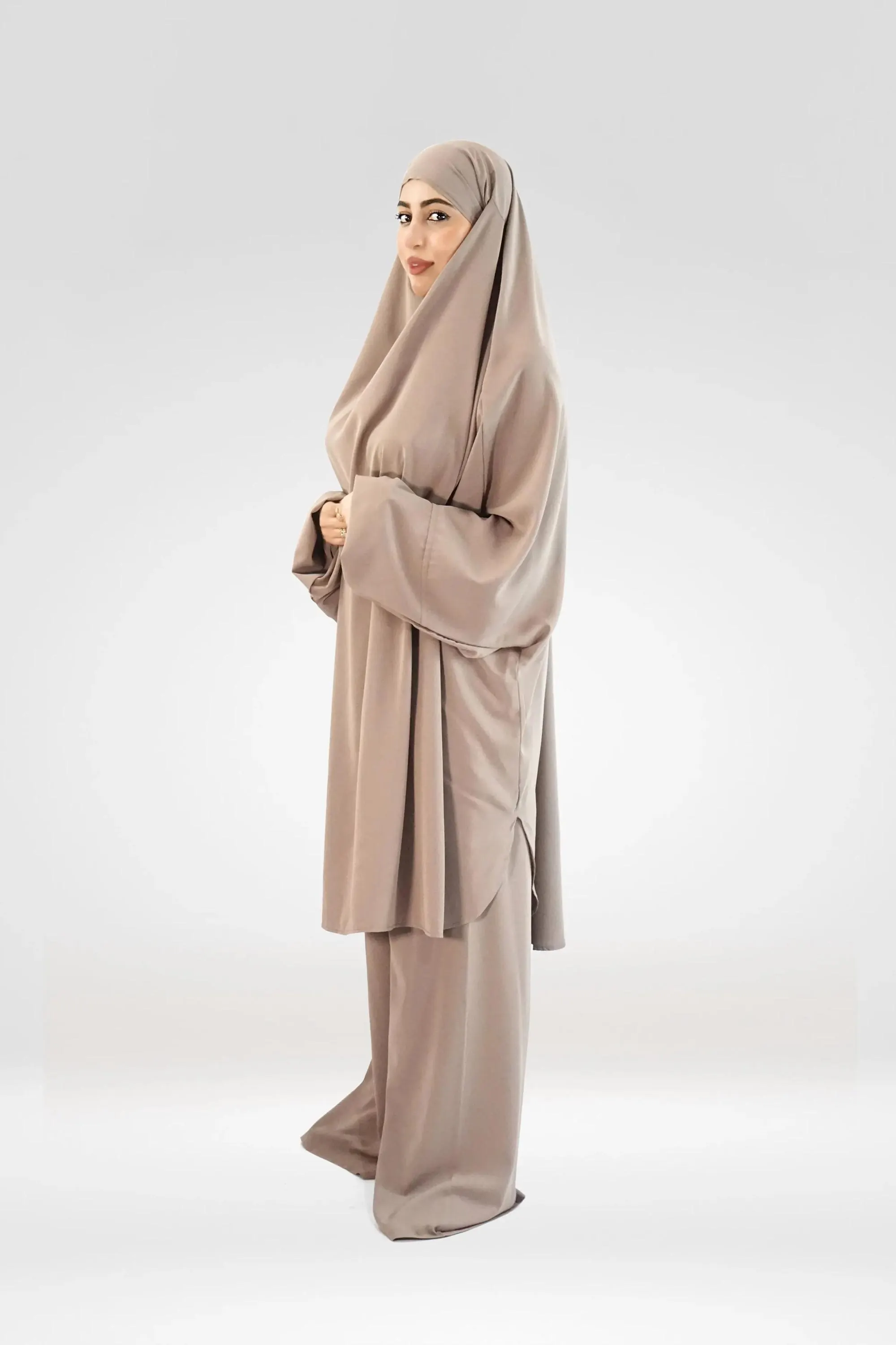 Jilbab with Palazzo – Mocha Premium Medina Silk Modest Set - image 4