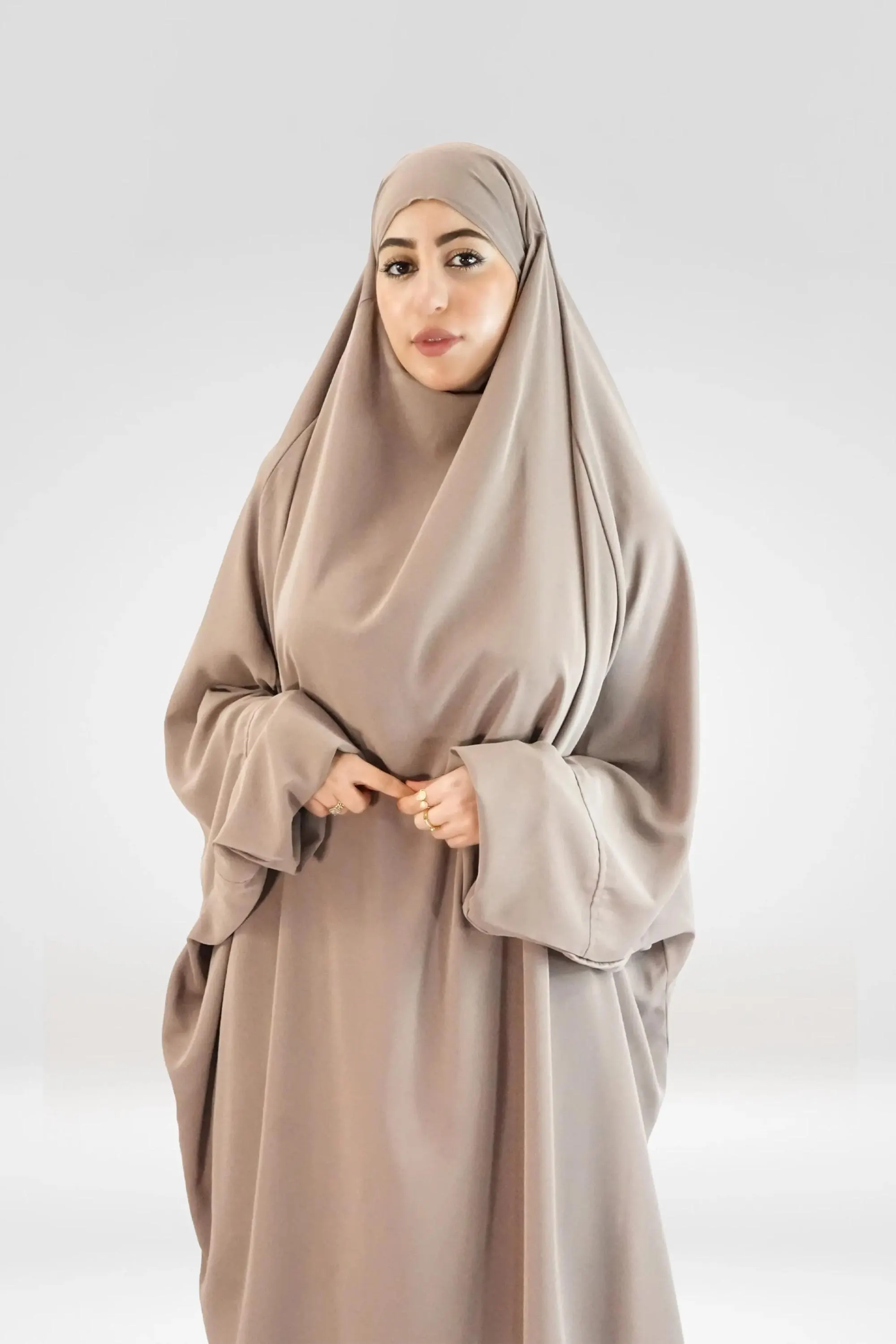 Jilbab with Palazzo – Mocha Premium Medina Silk Modest Set