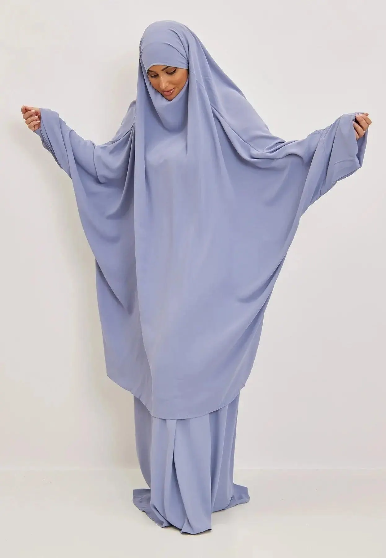 Jilbab Set Light Blue – Premium Two Piece Medina Silk Modest Wear