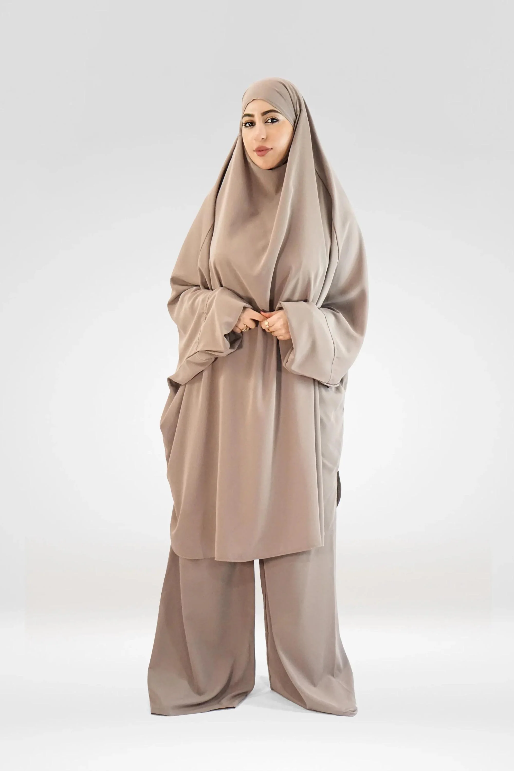 Jilbab with Palazzo – Mocha Premium Medina Silk Modest Set - image 3