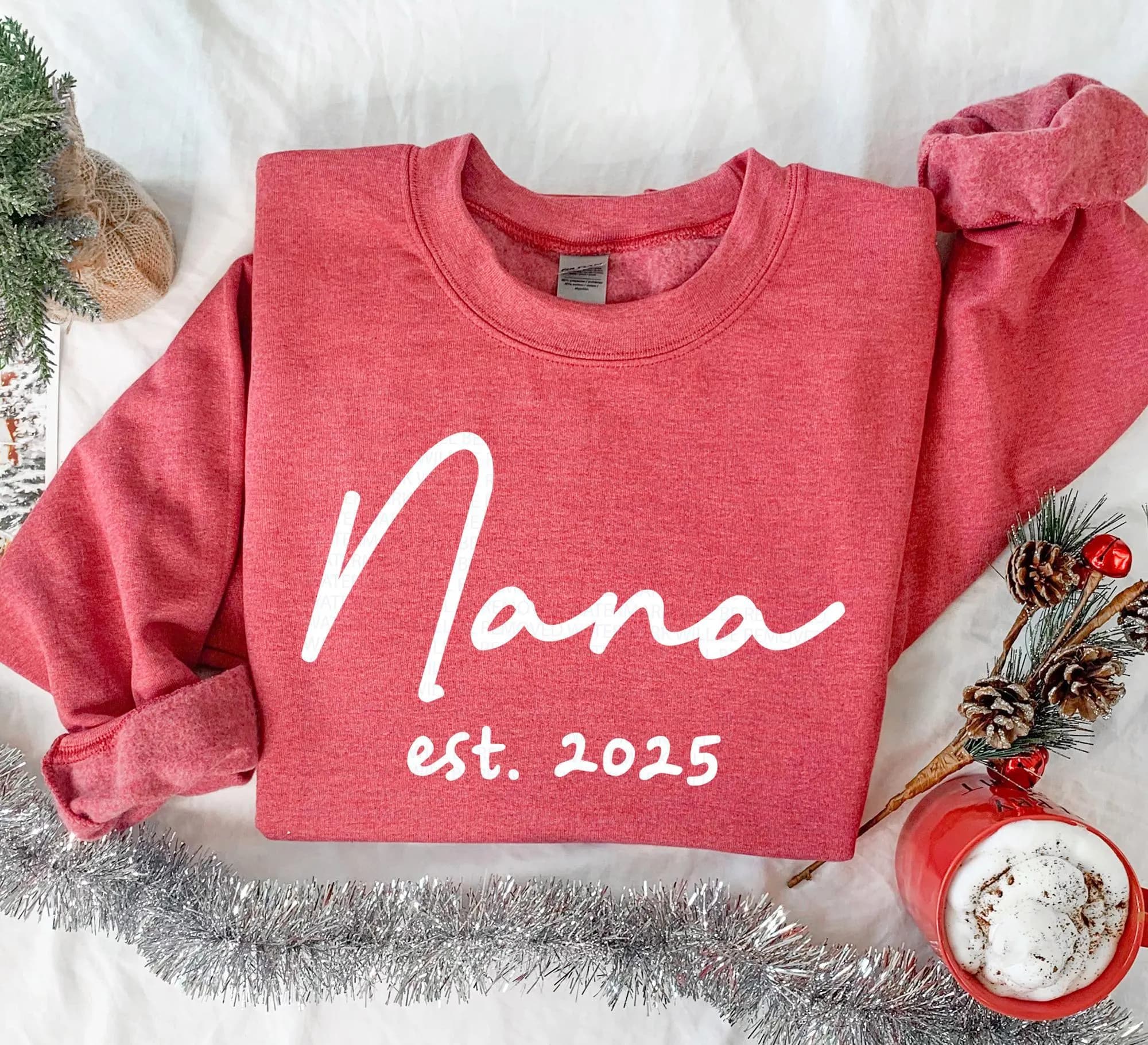 Custom Nana Sweatshirt Nana To Be Gift Pregnancy Reveal Custom Established Year Nana Crewneck Sweatshirt New Nana Crewneck Sweater - image 3