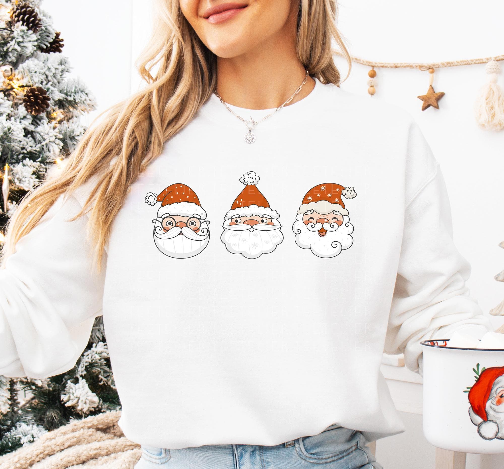 Christmas Sweatshirt Santa Claus Christmas Shirt Xmas Crewneck Holiday Shirts For Women Kids Toddler Festive Matching Outfit Christmas Gifts - image 3