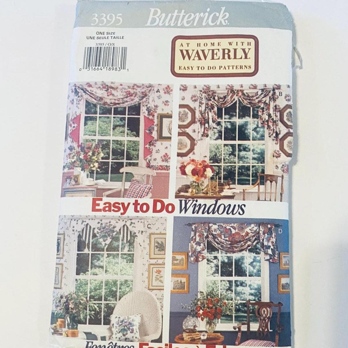Window Curtains Sewing Pattern, Butterick 3395, Waverly, Window Scarves Waverly, Uncut