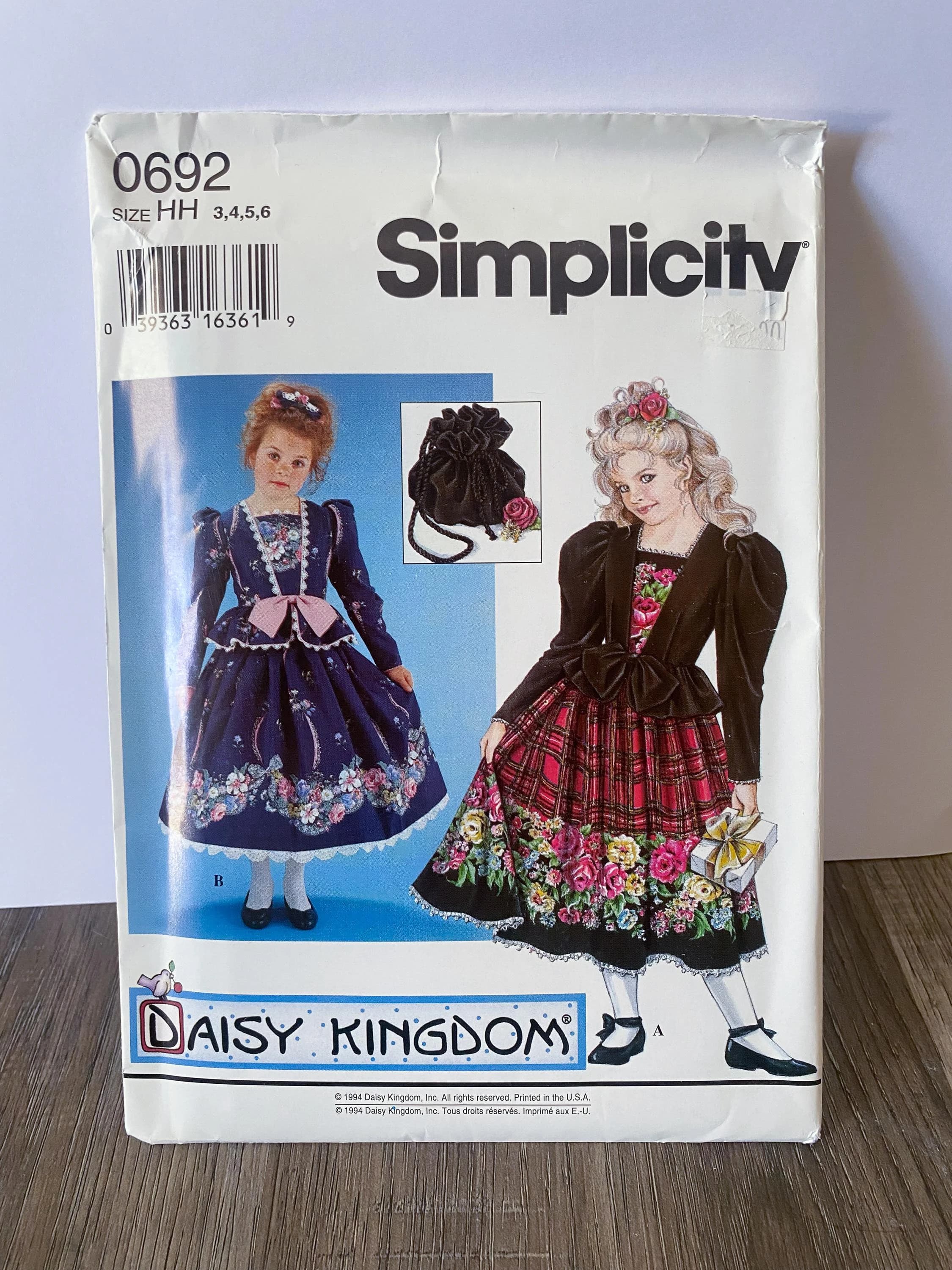 Simplicity 0692 Vintage Sewing Pattern / Daisy Kingdom / Child's Dress and Purse / 1990s / Uncut / Size 3-6 - image 2