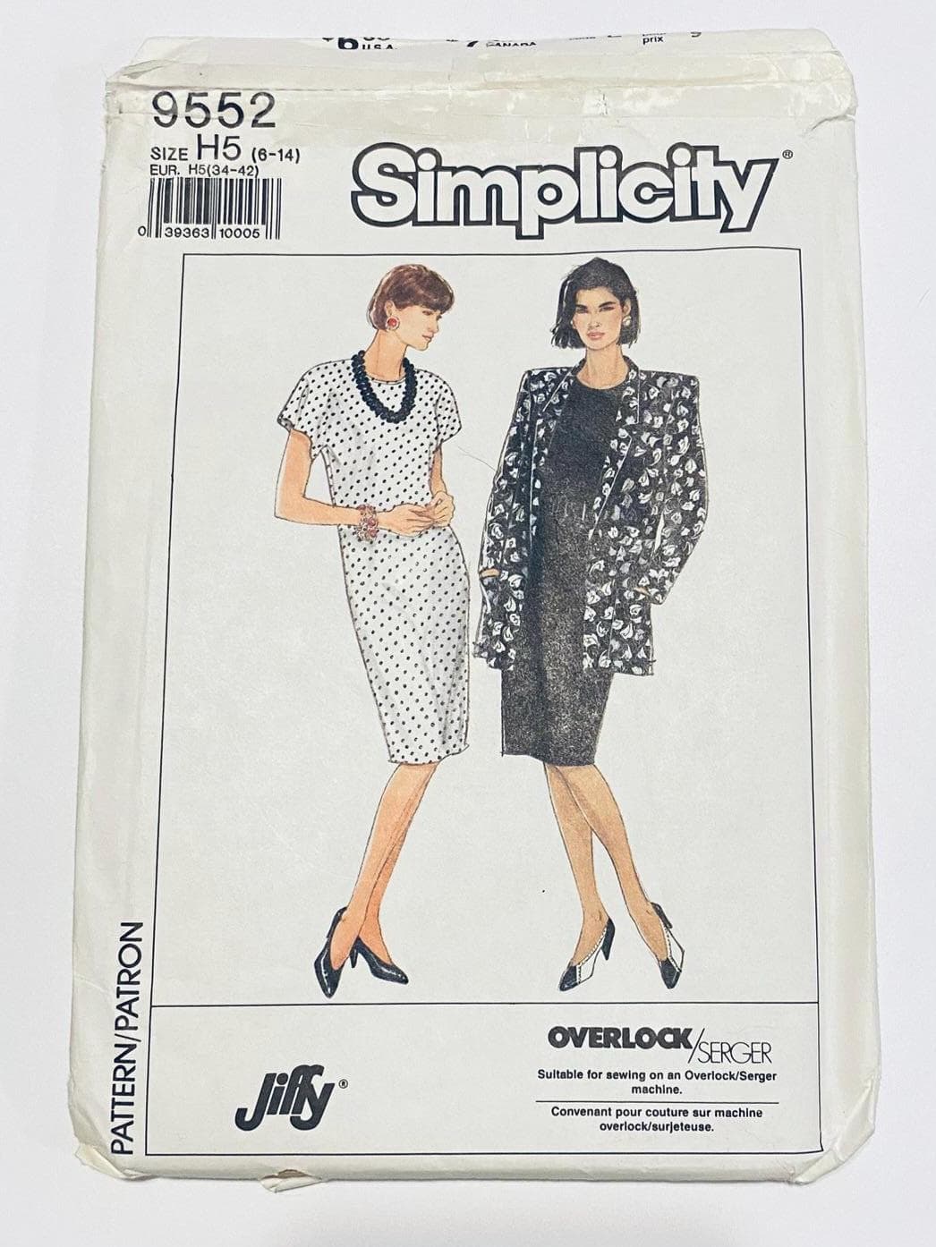 Simplicity Sewing Pattern 9552, Misses' Dress and Jacket, Size 6 - 14, Mostly Uncut, Jiffy, 1980s Clothes - image 3