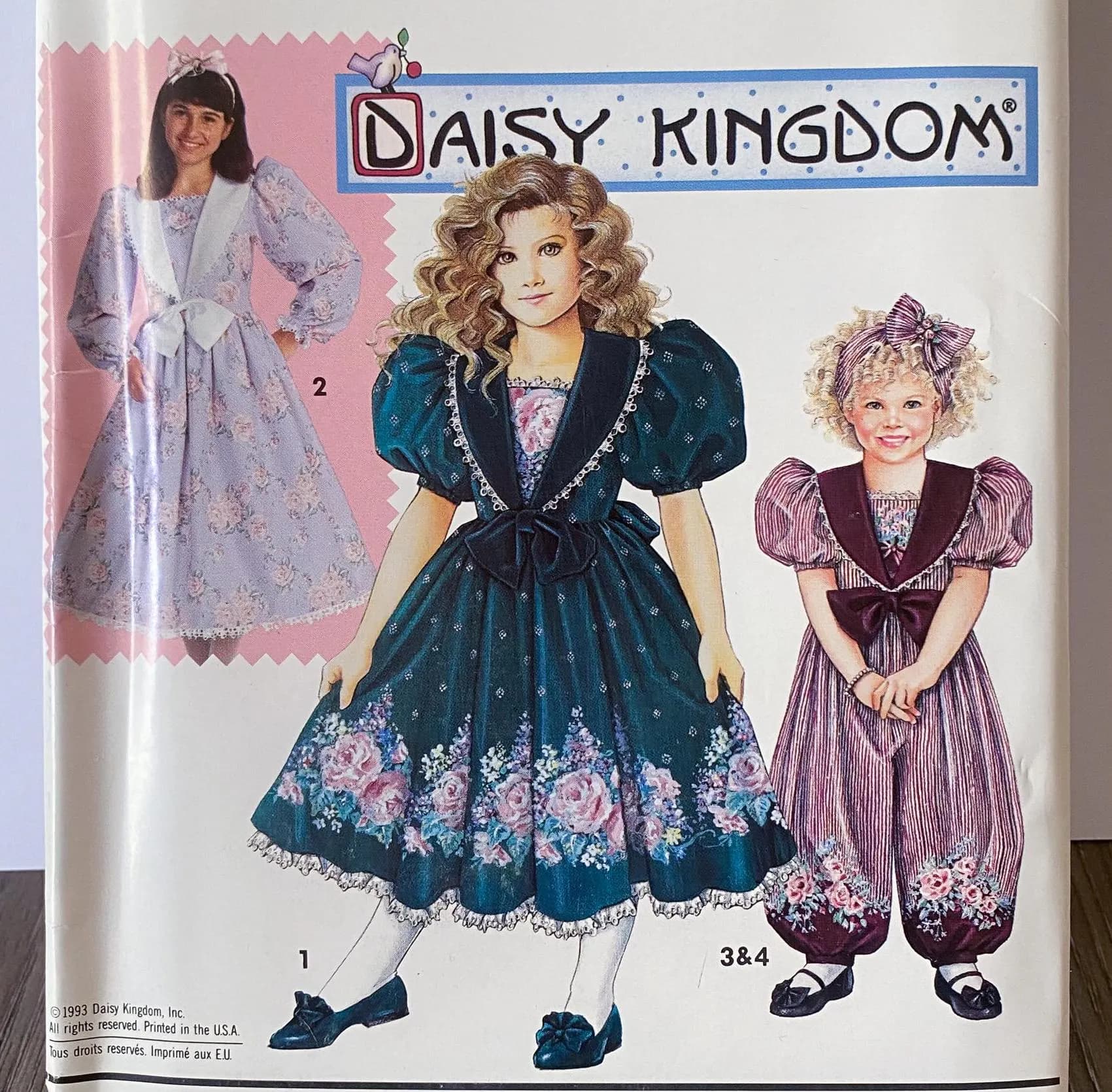 Simplicity 0657 Vintage Sewing Pattern / Daisy Kingdom / Child's Romper and Dress / 1990s / Uncut / Size 3-5