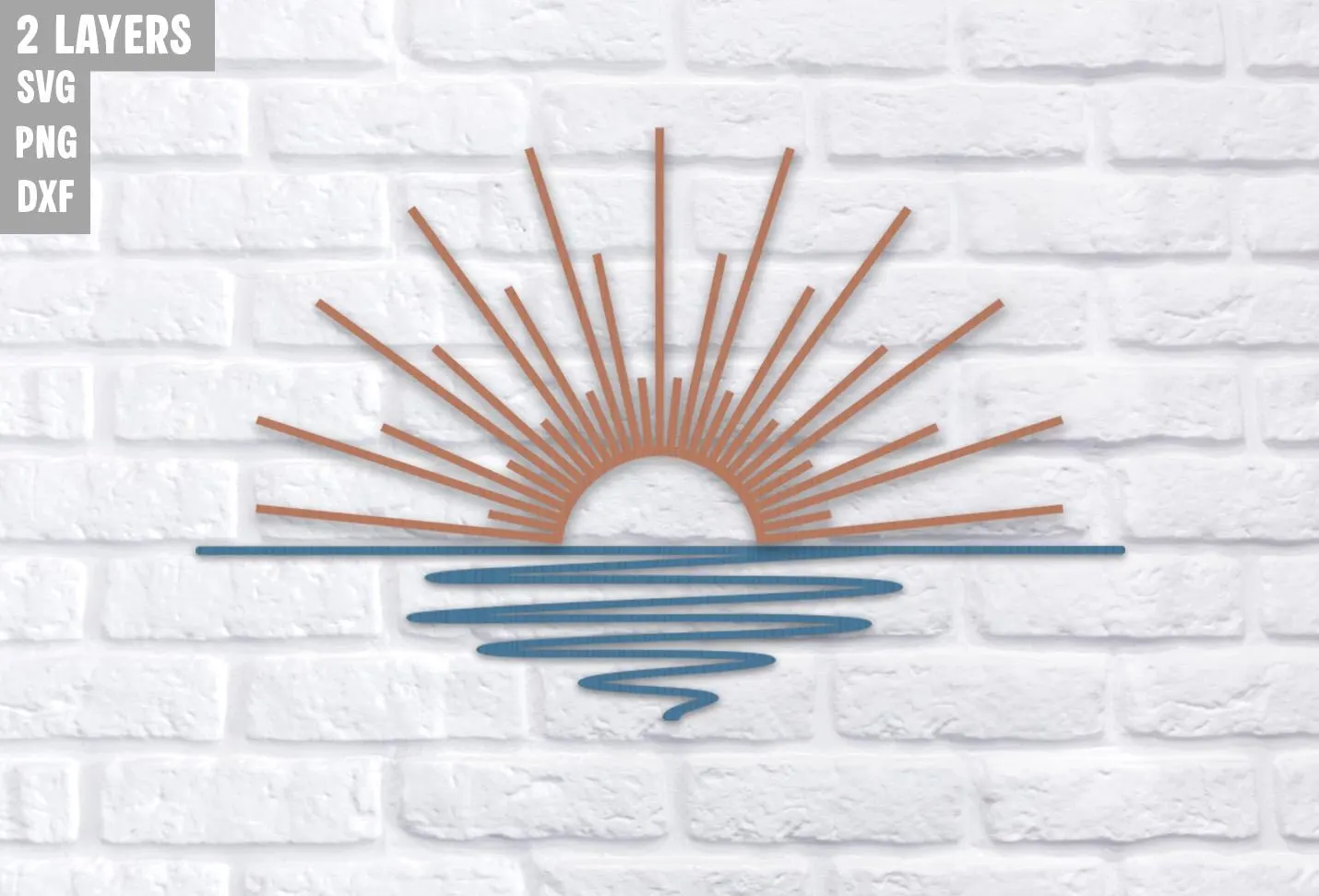 Sunset With Wave Ocean Multilayer Svg Png Dxf, Sunrise Plywood, Laser Cut Files For Plasma, Paper Cutting, Digital Download.
