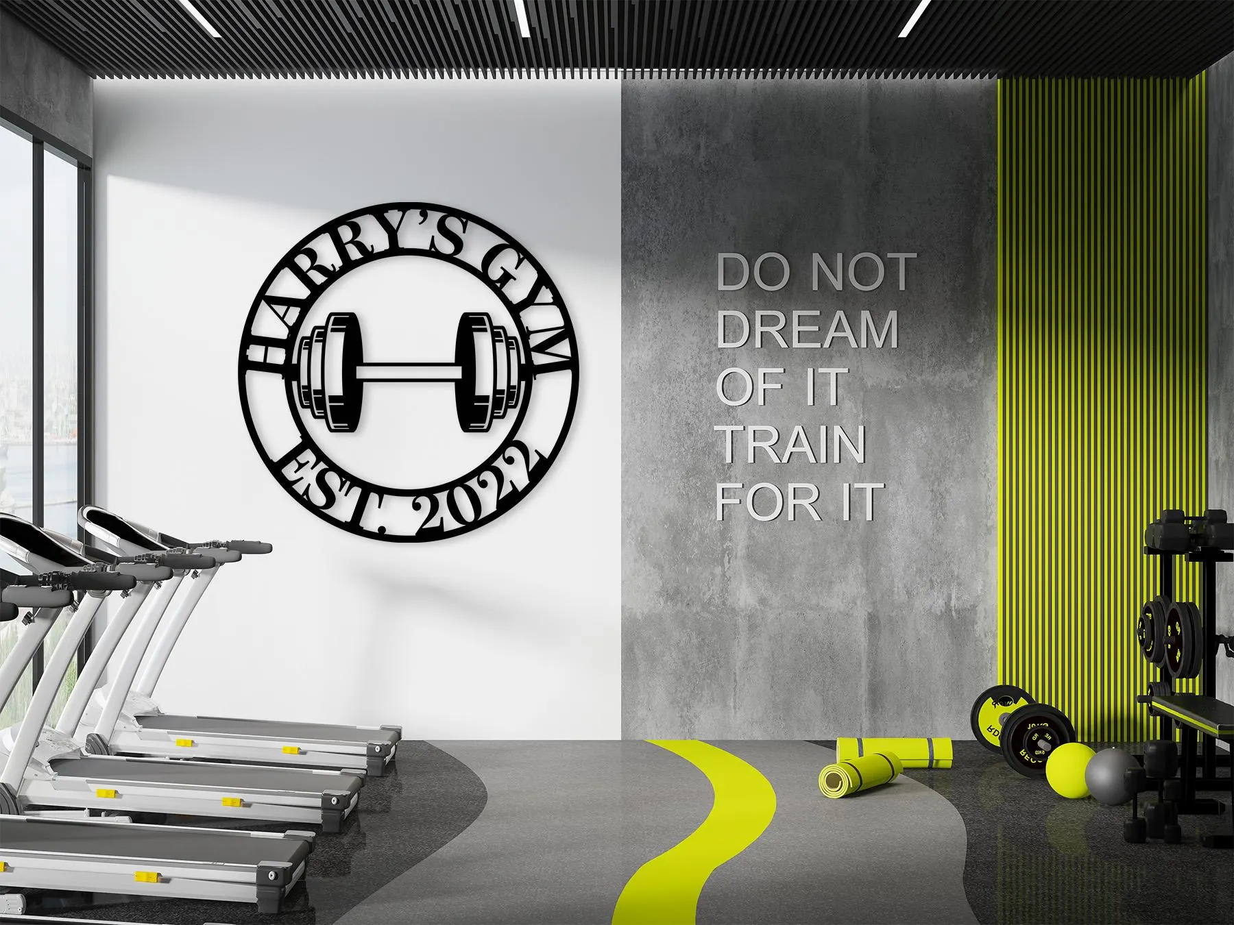 Custom Gym Name Sign Svg Png Dxf, Dumbbell Metal Art, Fitness Center Sign, Digital Download. - image 3