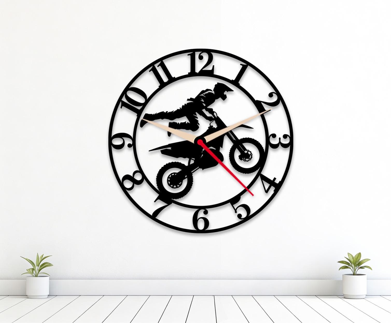 Motorcross Wall Clock Face Svg Png Dxf, Motorbike Clock Base Metal Art, Digital Download.