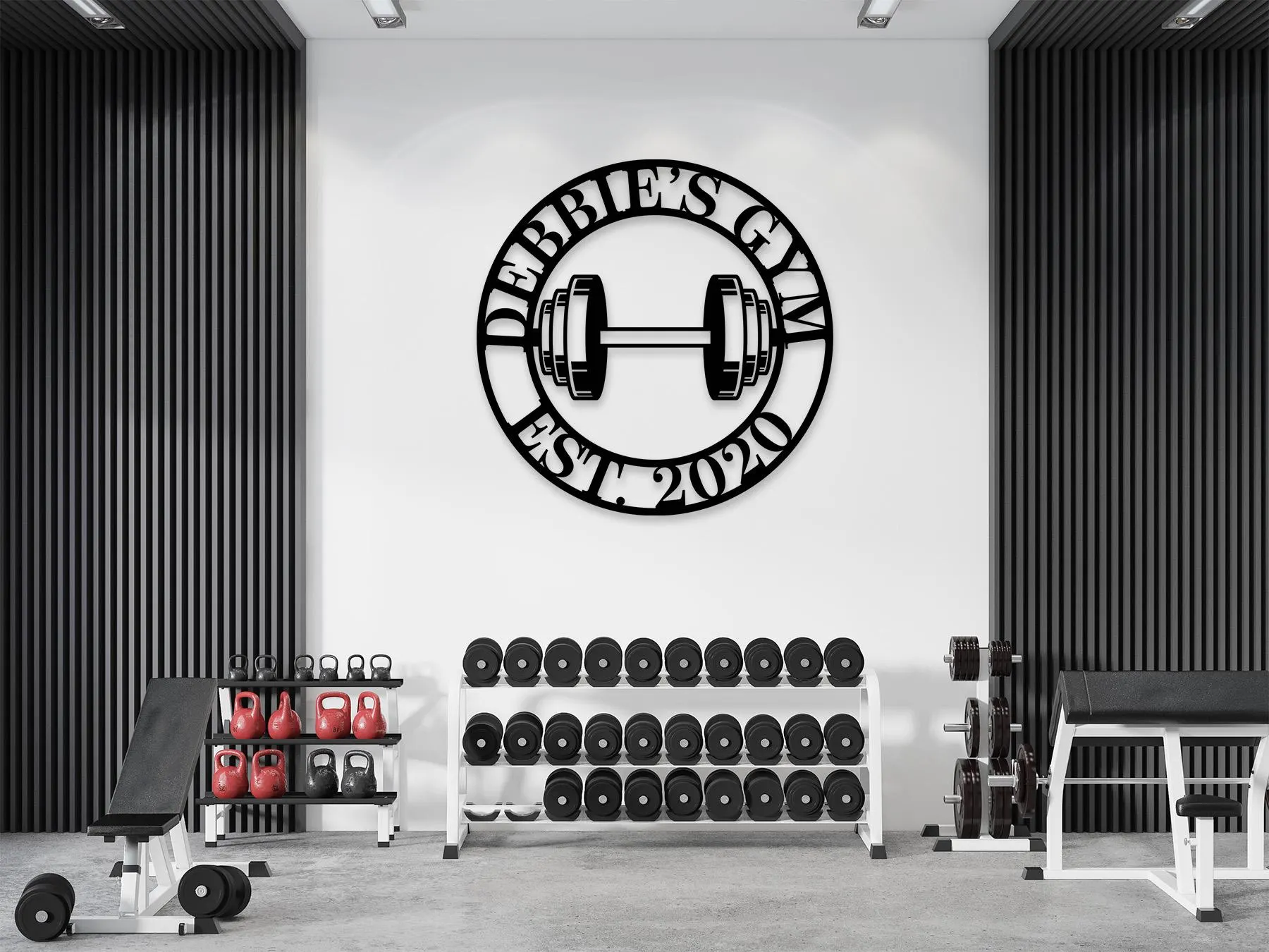 Custom Gym Name Sign Svg Png Dxf, Dumbbell Metal Art, Fitness Center Sign, Digital Download. - image 4