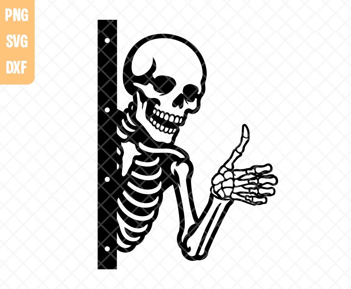 Peeking Skeleton Thumbs Up Sign Svg Png Dxf, Laser Cut Files For Plasma, Digital Download. - image 3