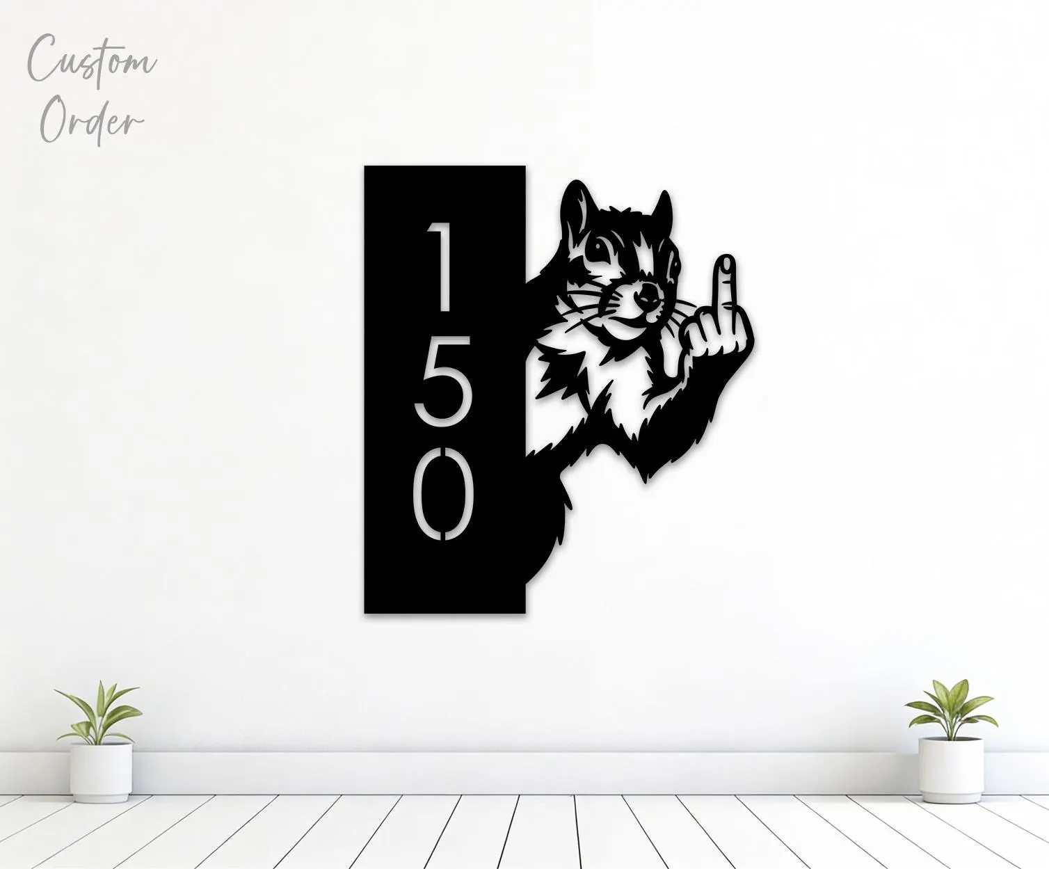 Custom Peeking Squirrel Middle Finger House Number Sign Svg Png Dxf, Metal Home Address Sign, Digital Download.