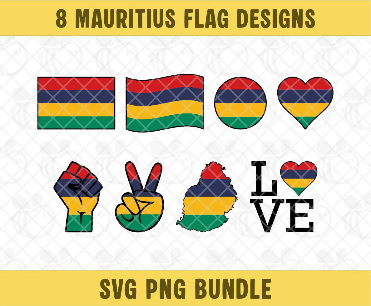 Mauritius Flag SVG PNG Bundle, Mauritius Flag Clipart, Mauritius Map Vector, Mauritius Love, Digital Download.