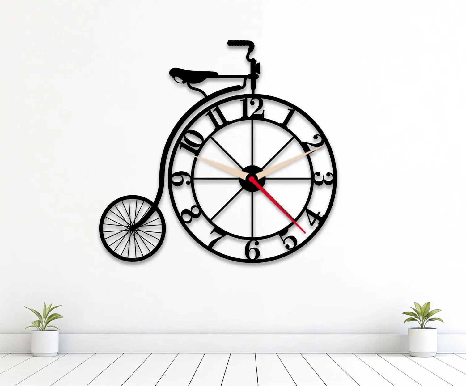 Retro Bike Wall Clock Face Svg Png Dxf, Old Bicycle Clock Base, Digital Download.