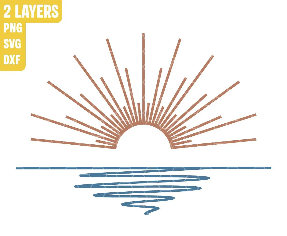Sunset With Wave Ocean Multilayer Svg Png Dxf, Sunrise Plywood, Laser Cut Files For Plasma, Paper Cutting, Digital Download. - image 4