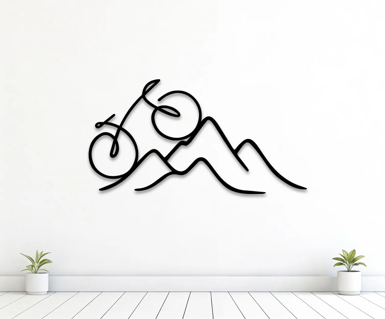 Line Art Bike On Mountain Svg Png Dxf, Biking Metal Decor, Digital Download.