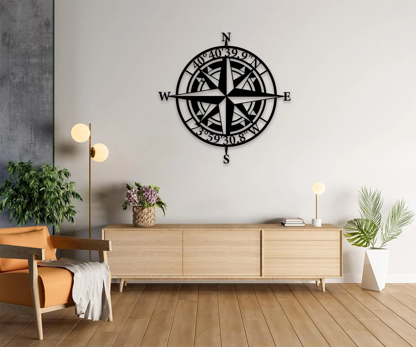 Custom Compass Metal Sign Svg Png Dxf, Gps Coordinates Sign, Nautical Decor Gift, Digital Download. - image 3